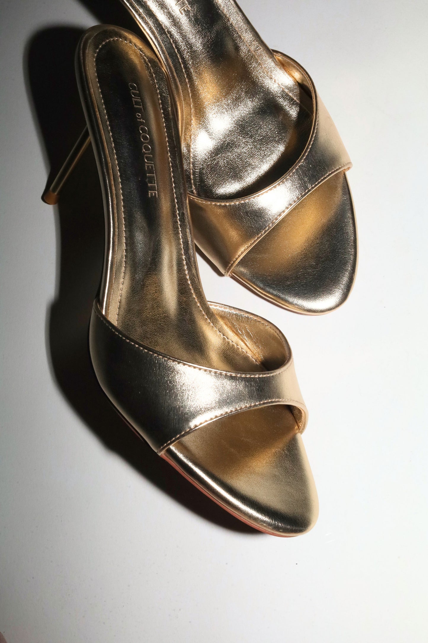 Pia White Gold Mules 80 mm
