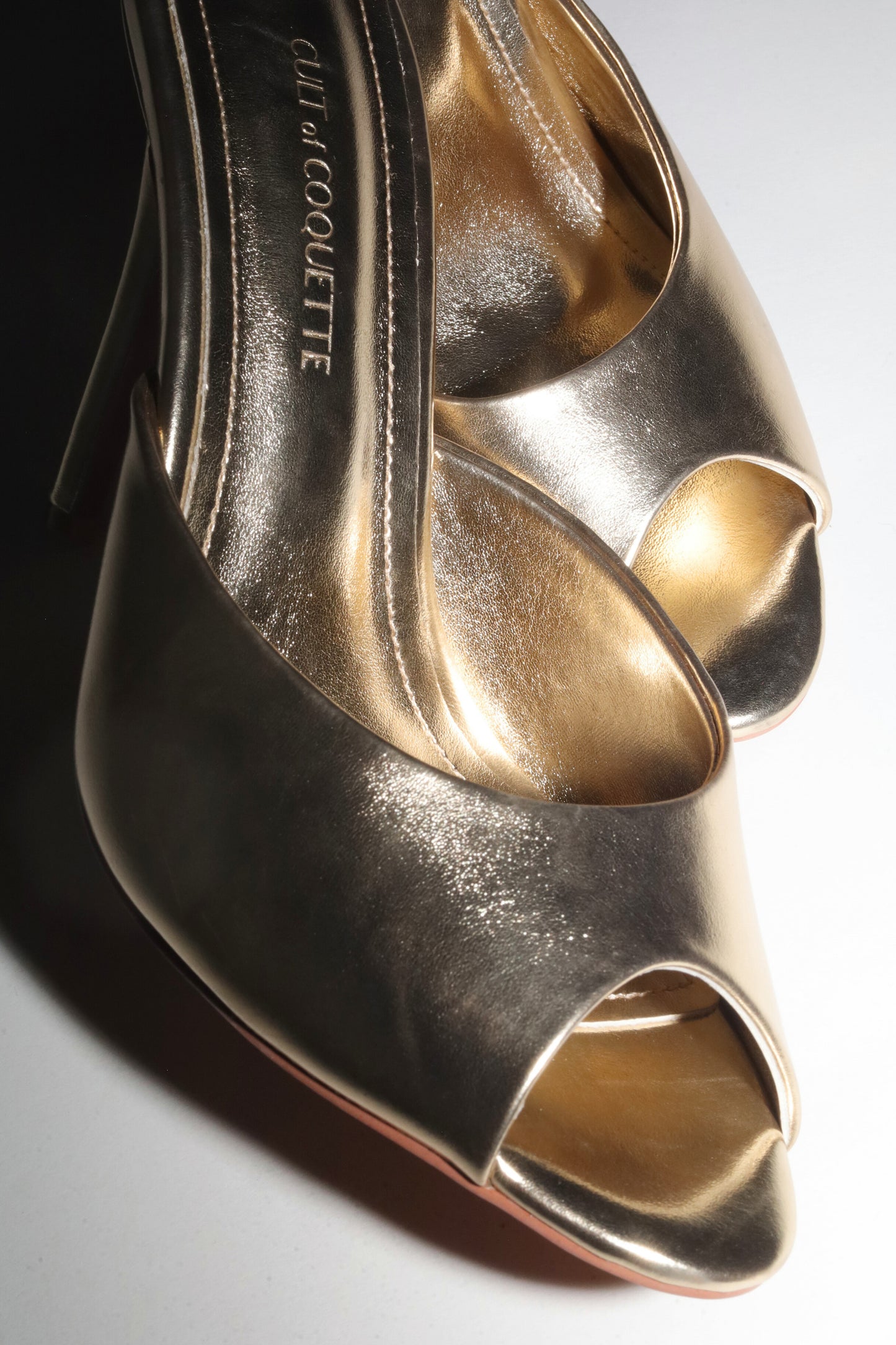 Ford White Gold Leather Open Toe Mules