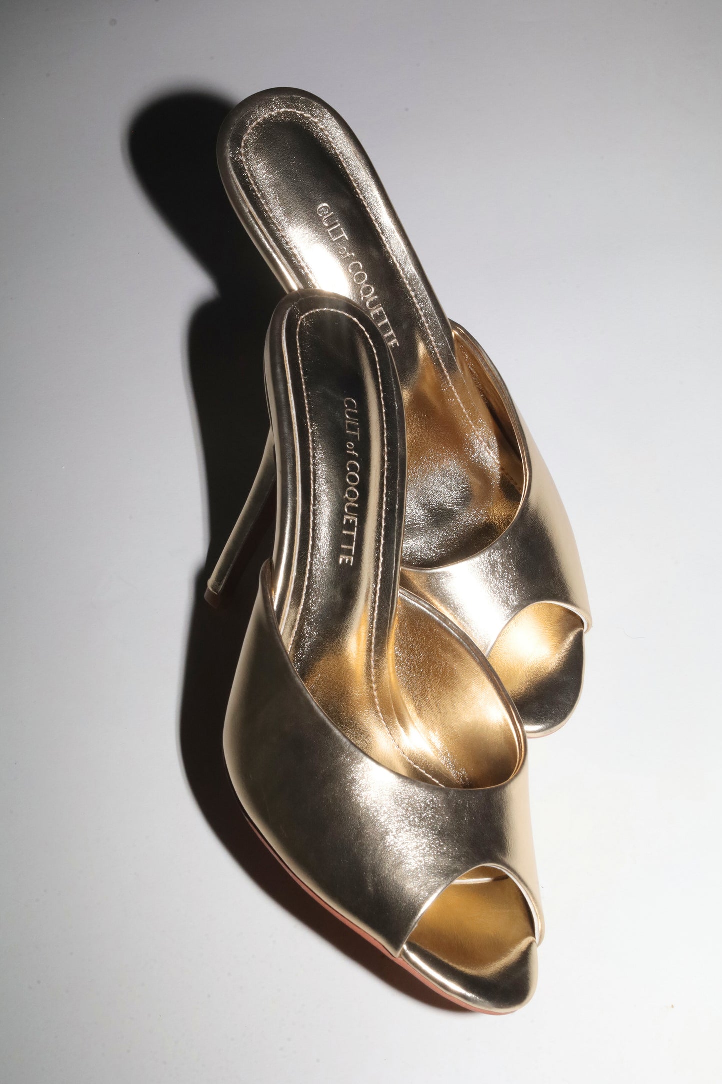 Ford White Gold Leather Open Toe Mules