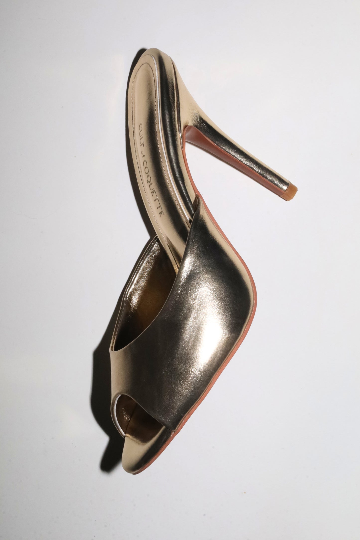 Ford White Gold Leather Open Toe Mules