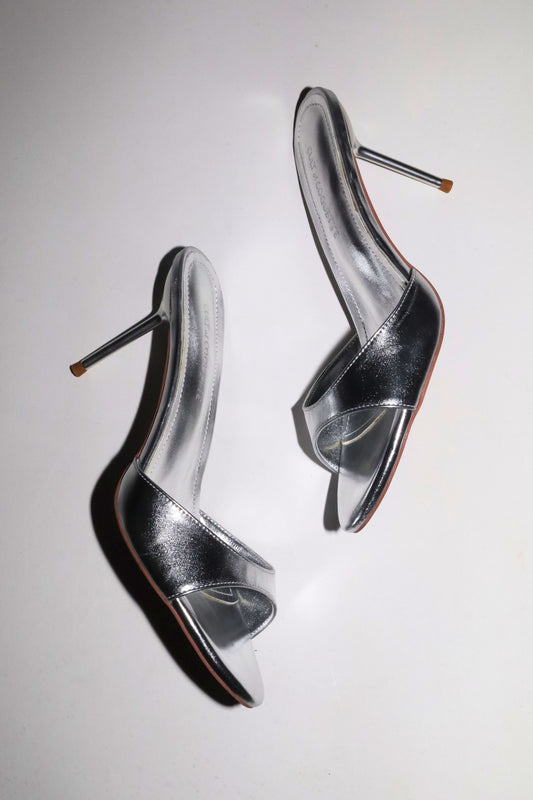 Pia Silver Mules 80 mm