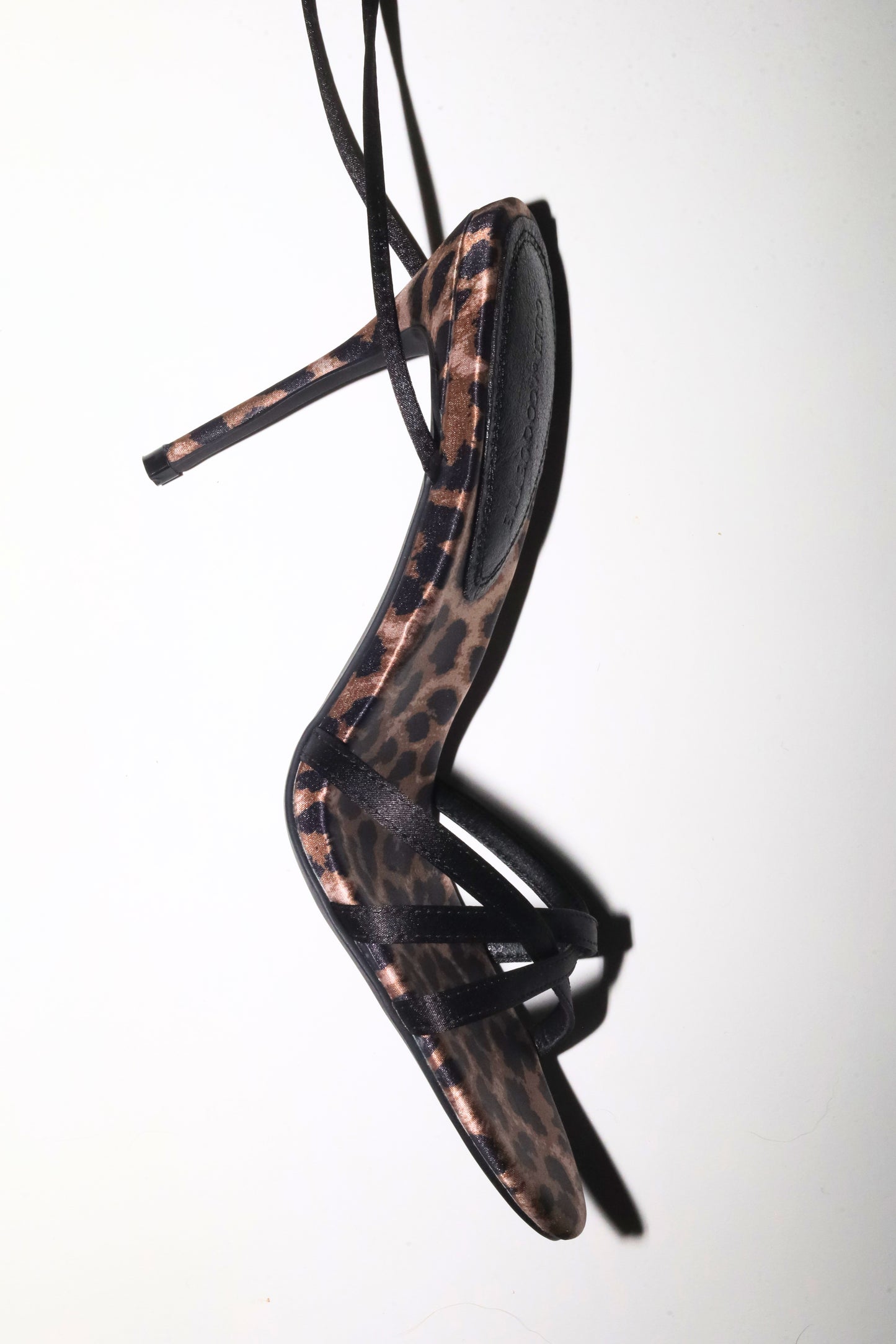 Giorgia Black Leopard Satin Anklestrap Heel 100 mm