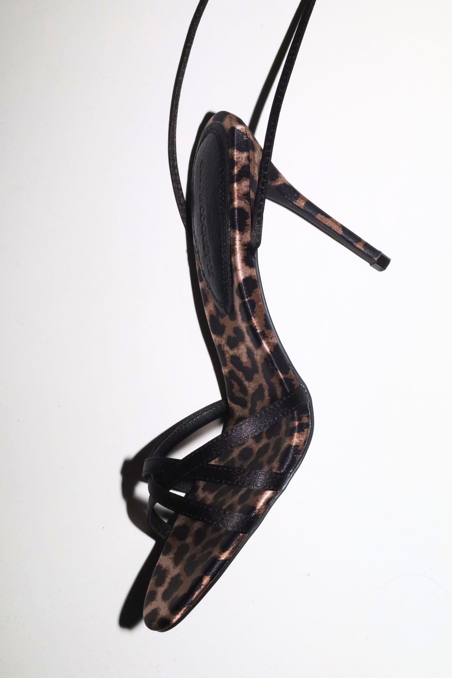 Giorgia Black Leopard Satin Anklestrap Heel 100 mm