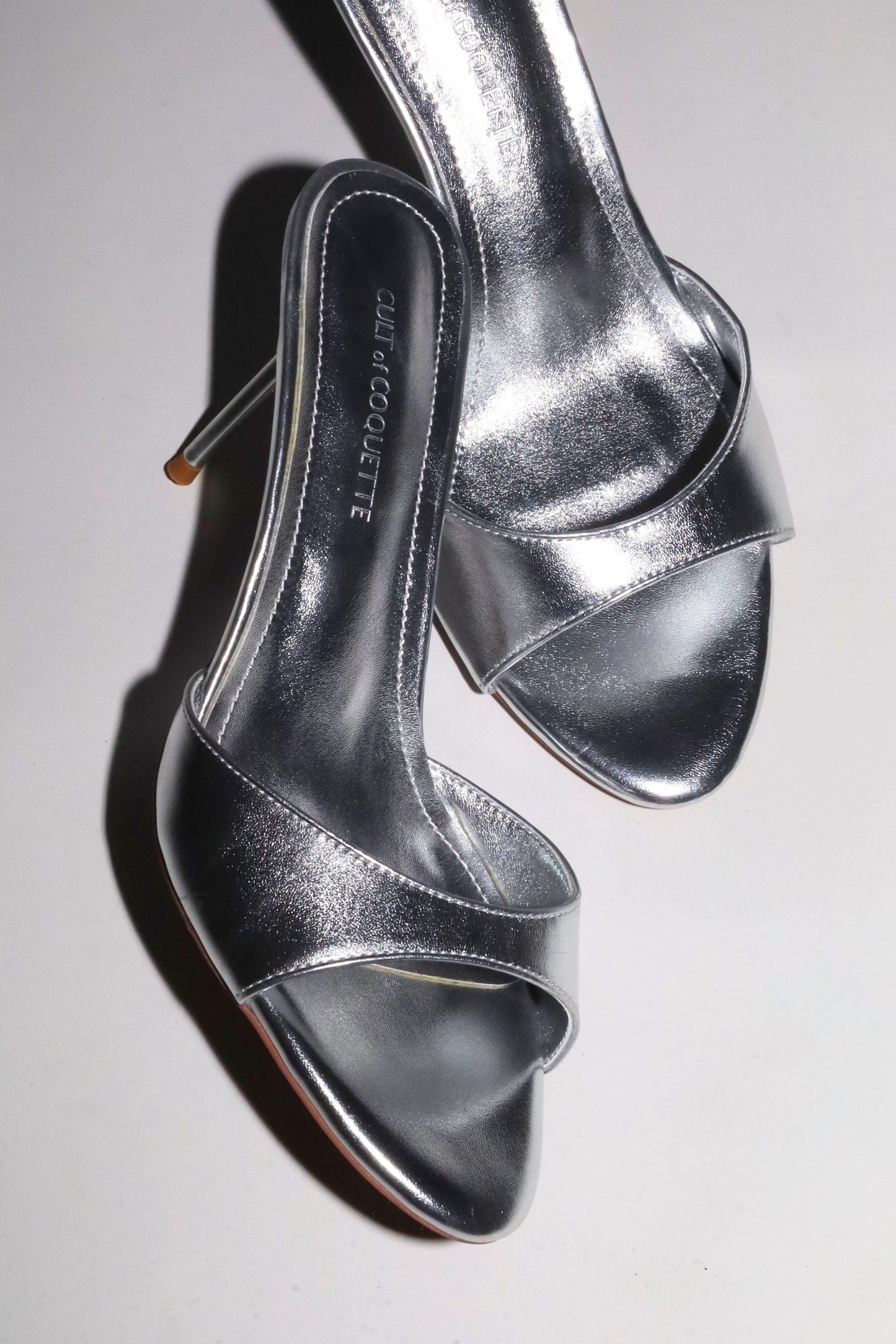Pia Silver Mules 80 mm