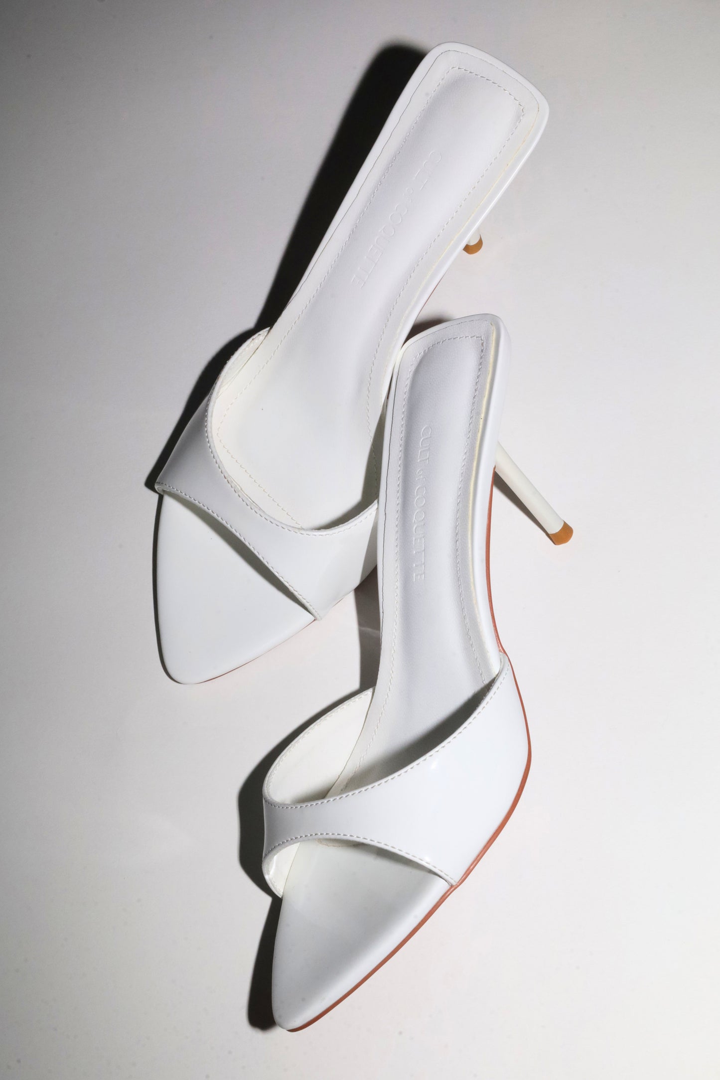 Zena White Patent Vegan Mules 80 mm