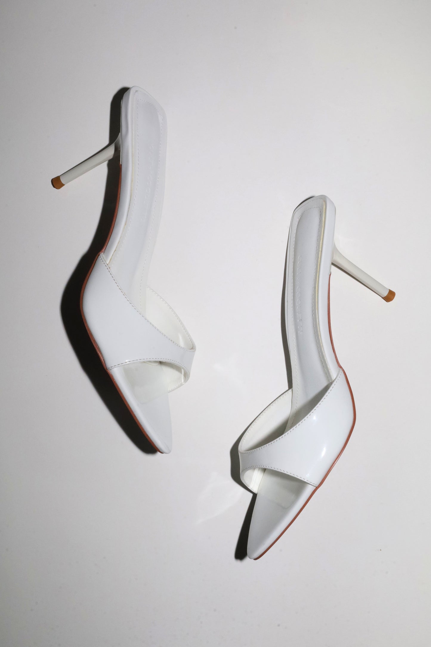 Zena White Patent Vegan Mules 80 mm