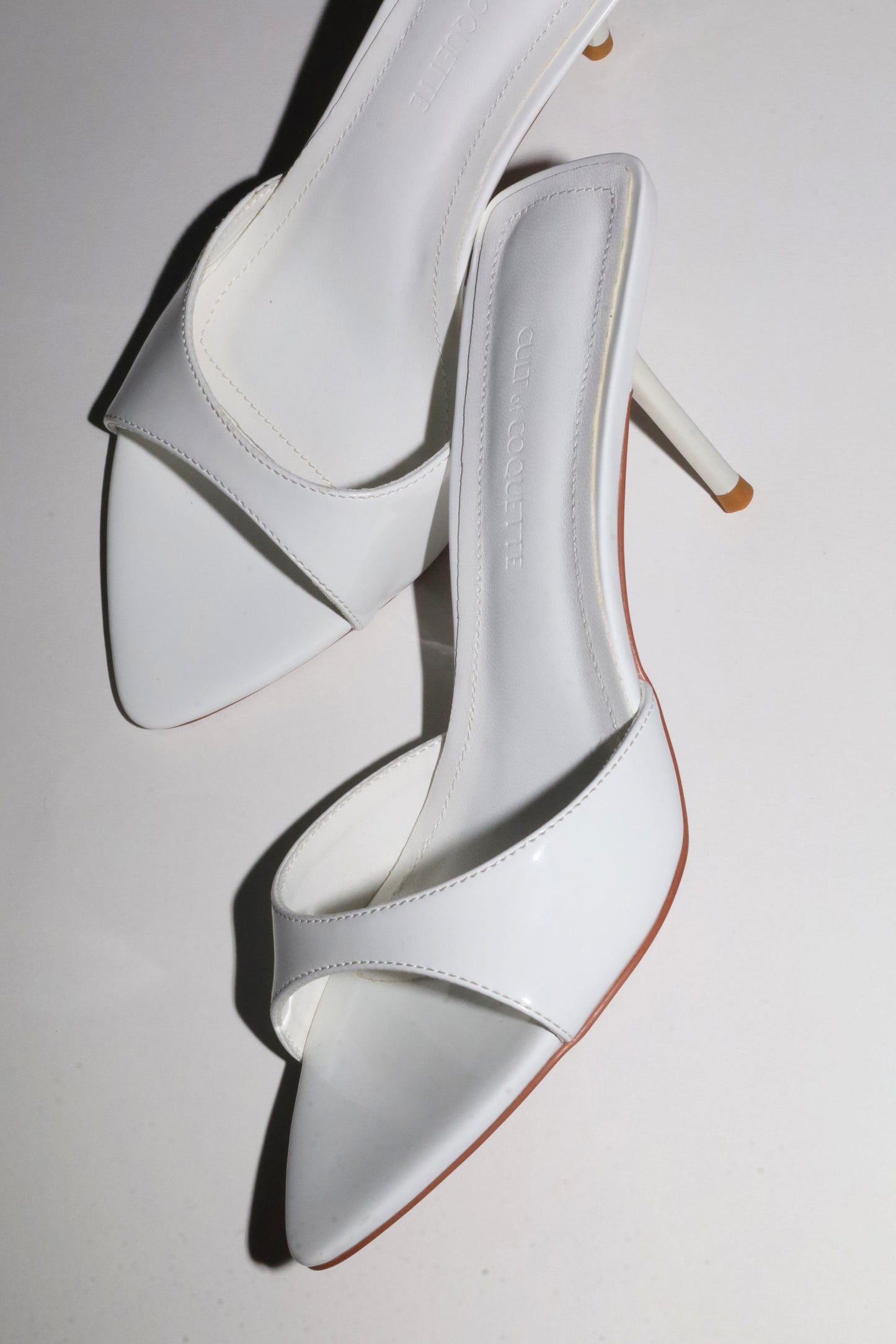 Zena White Patent Vegan Mules 80 mm