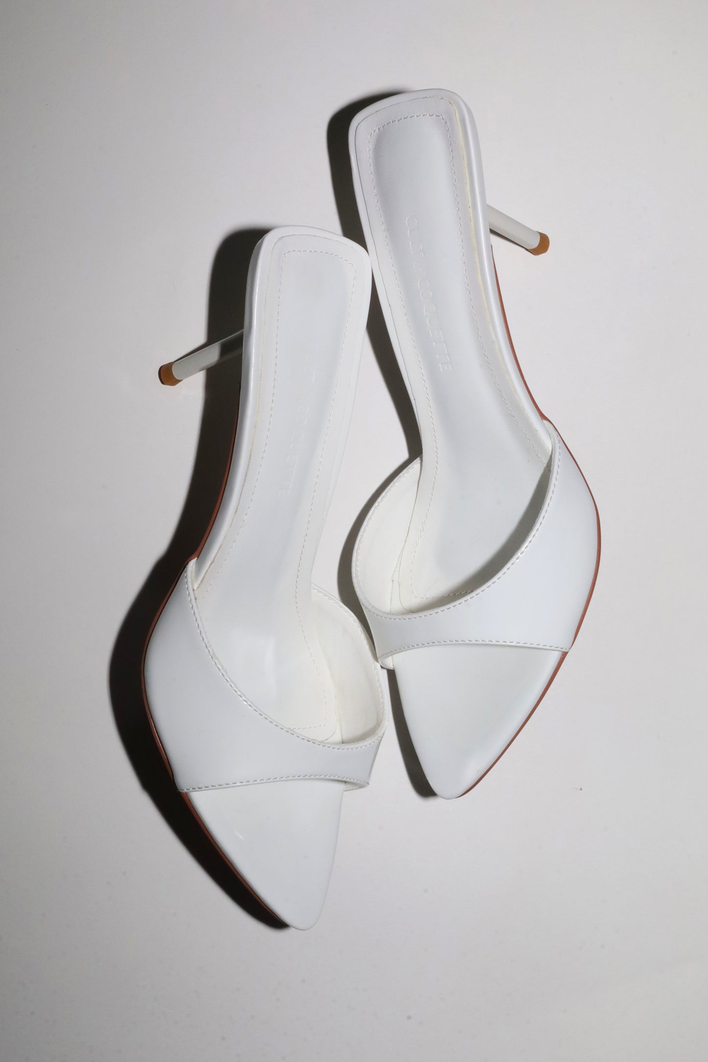 Zena White Patent Vegan Mules 80 mm