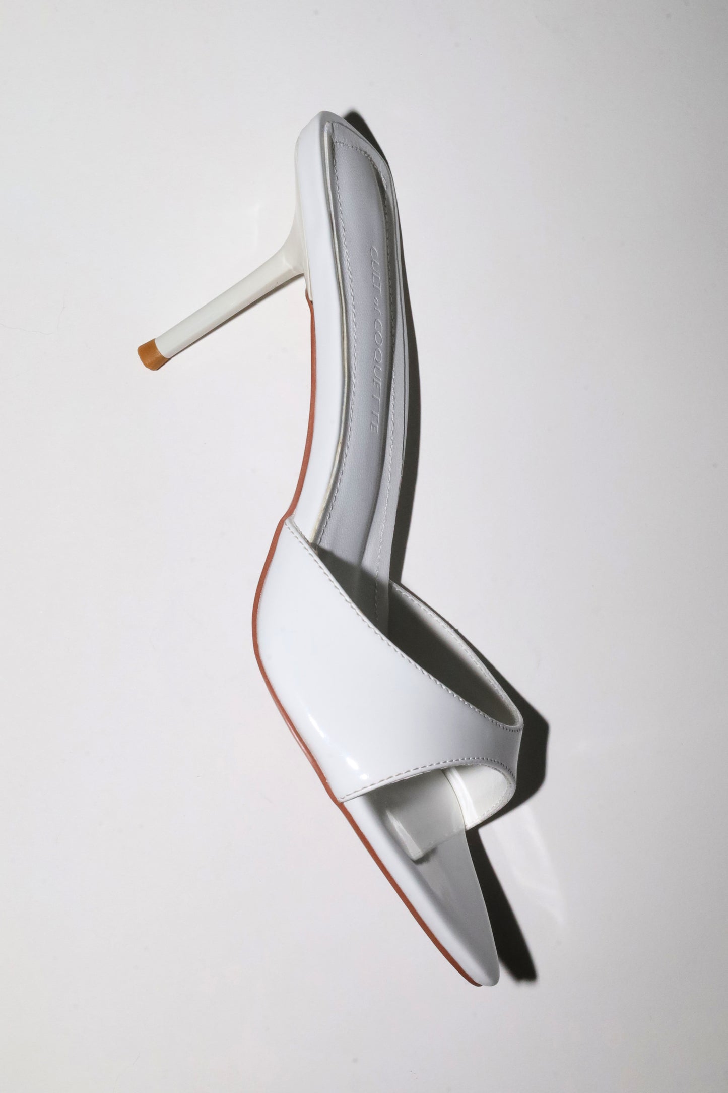 Zena White Patent Vegan Mules 80 mm