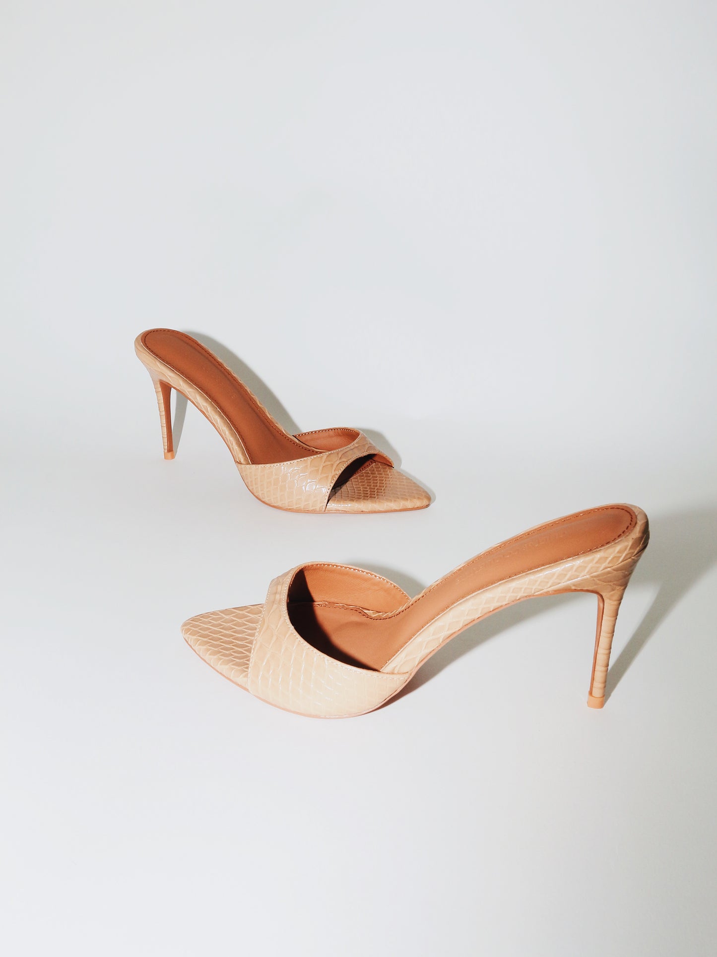 Gia Nude Reptile Vegan Mules 80 mm