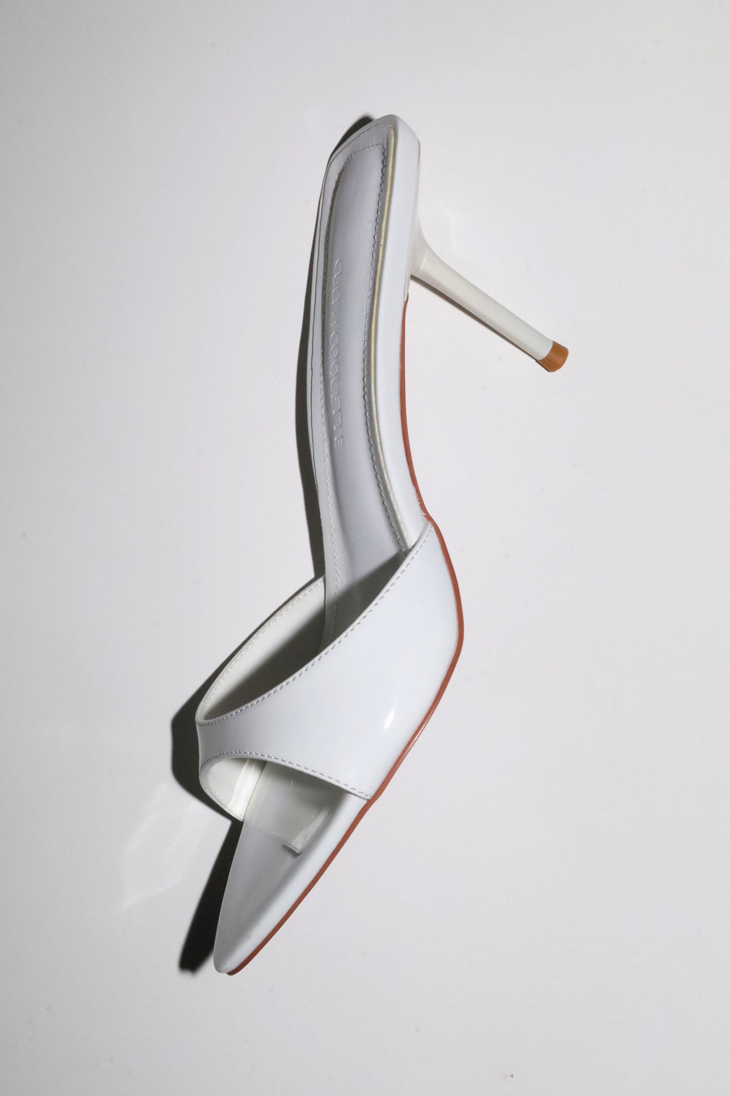 Zena White Patent Vegan Mules 80 mm