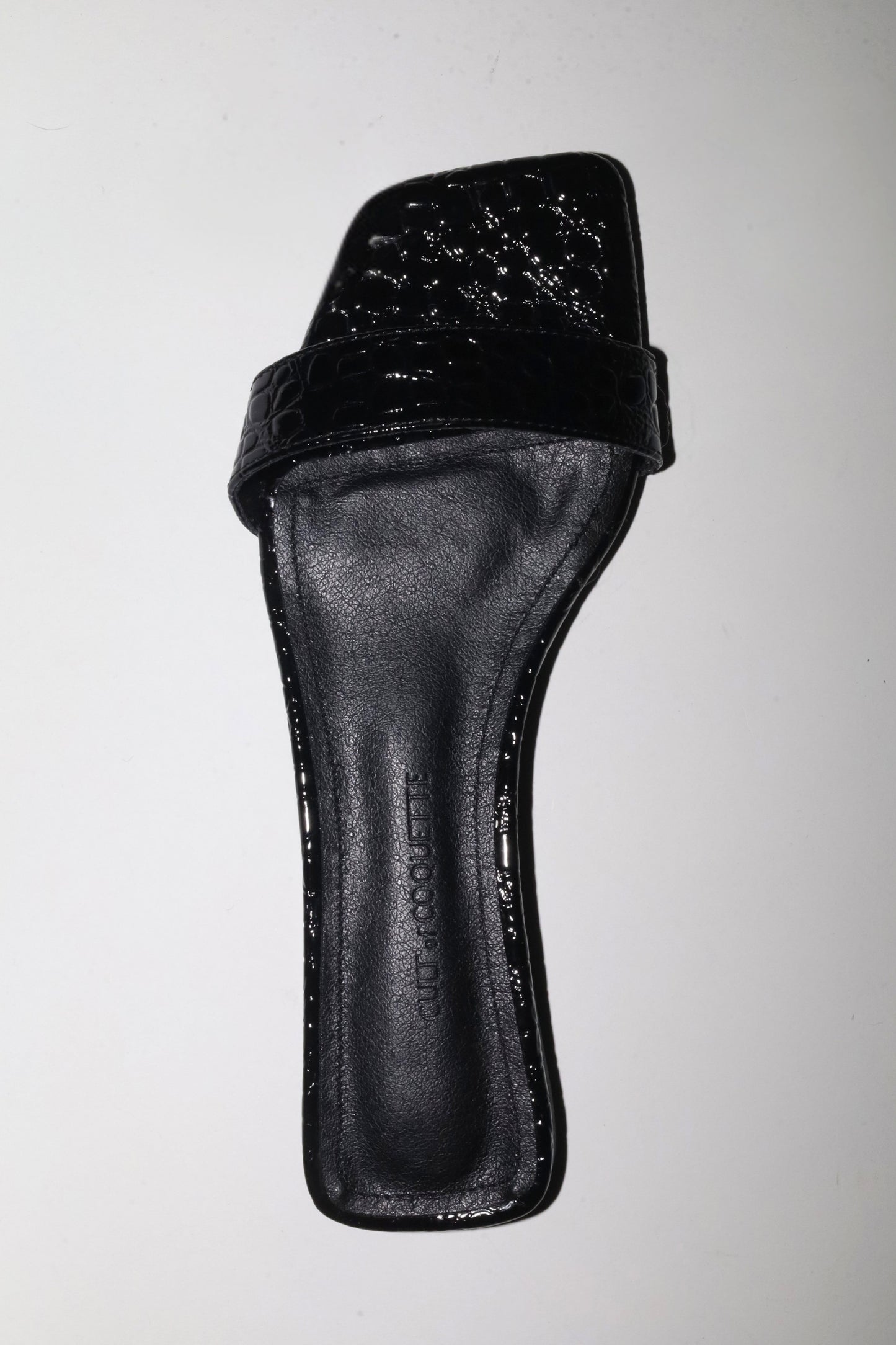 Elle Black Croc Flat Slide