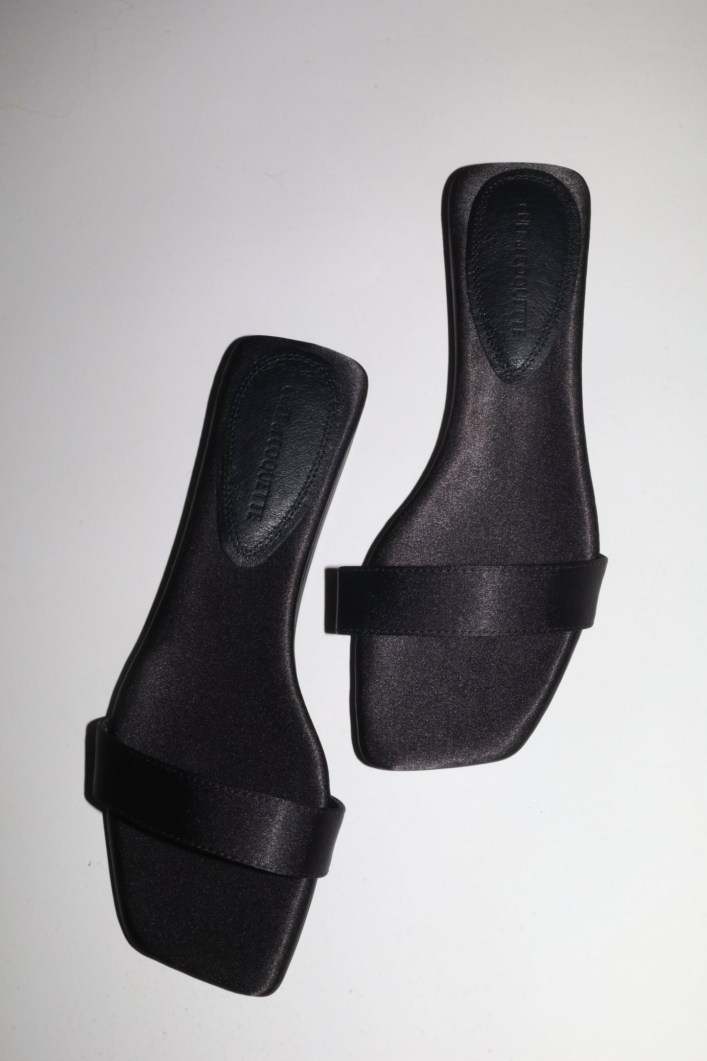 Elle Black Satin Flat Slide
