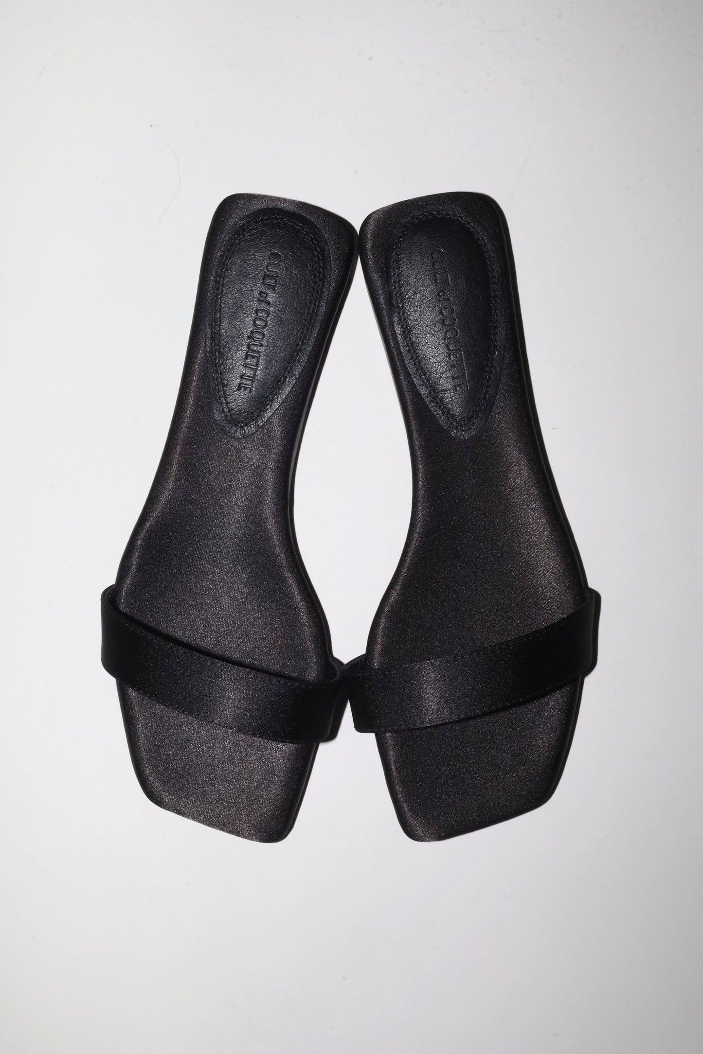 Elle Black Satin Flat Slide