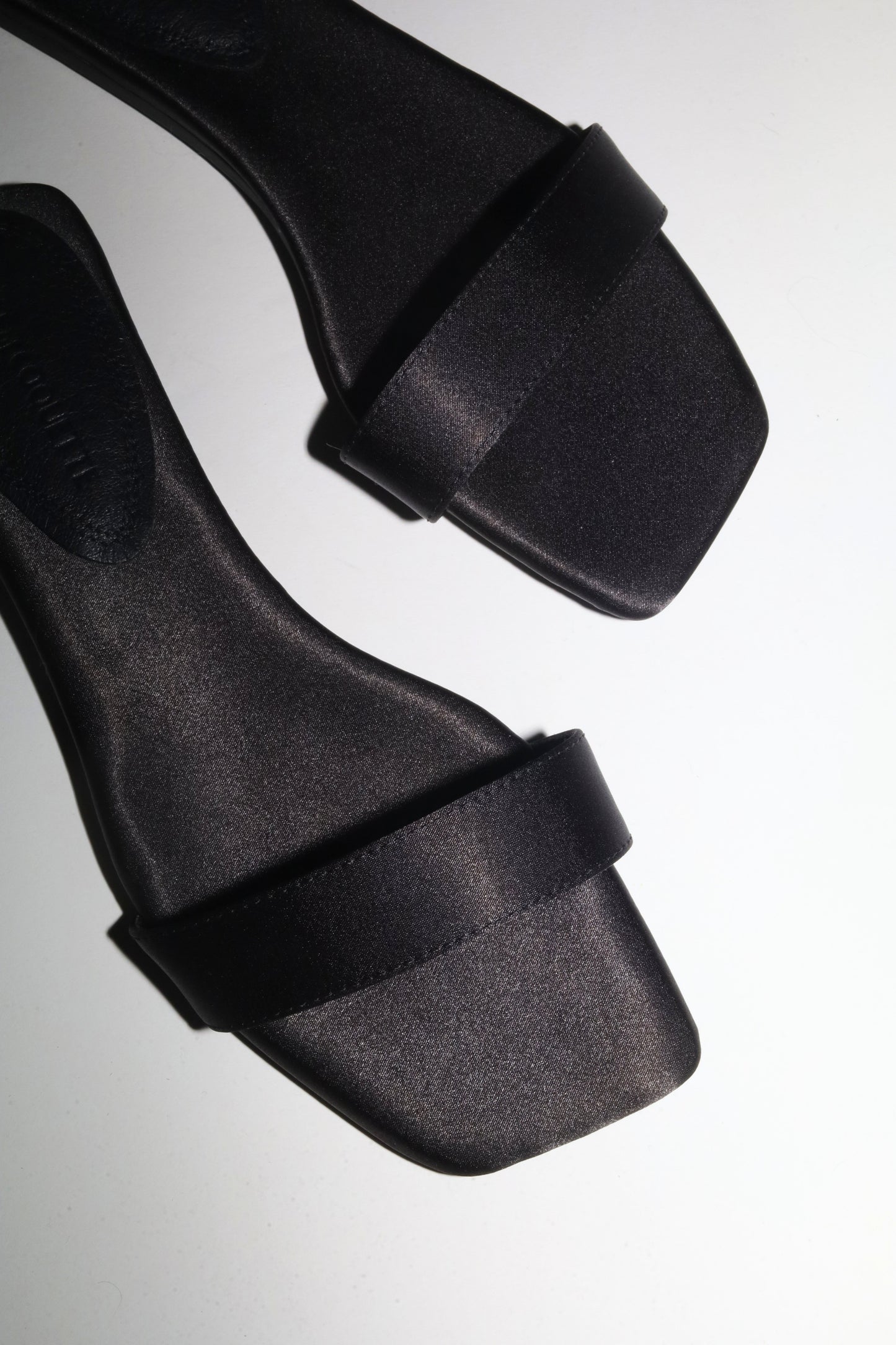 Elle Black Satin Flat Slide