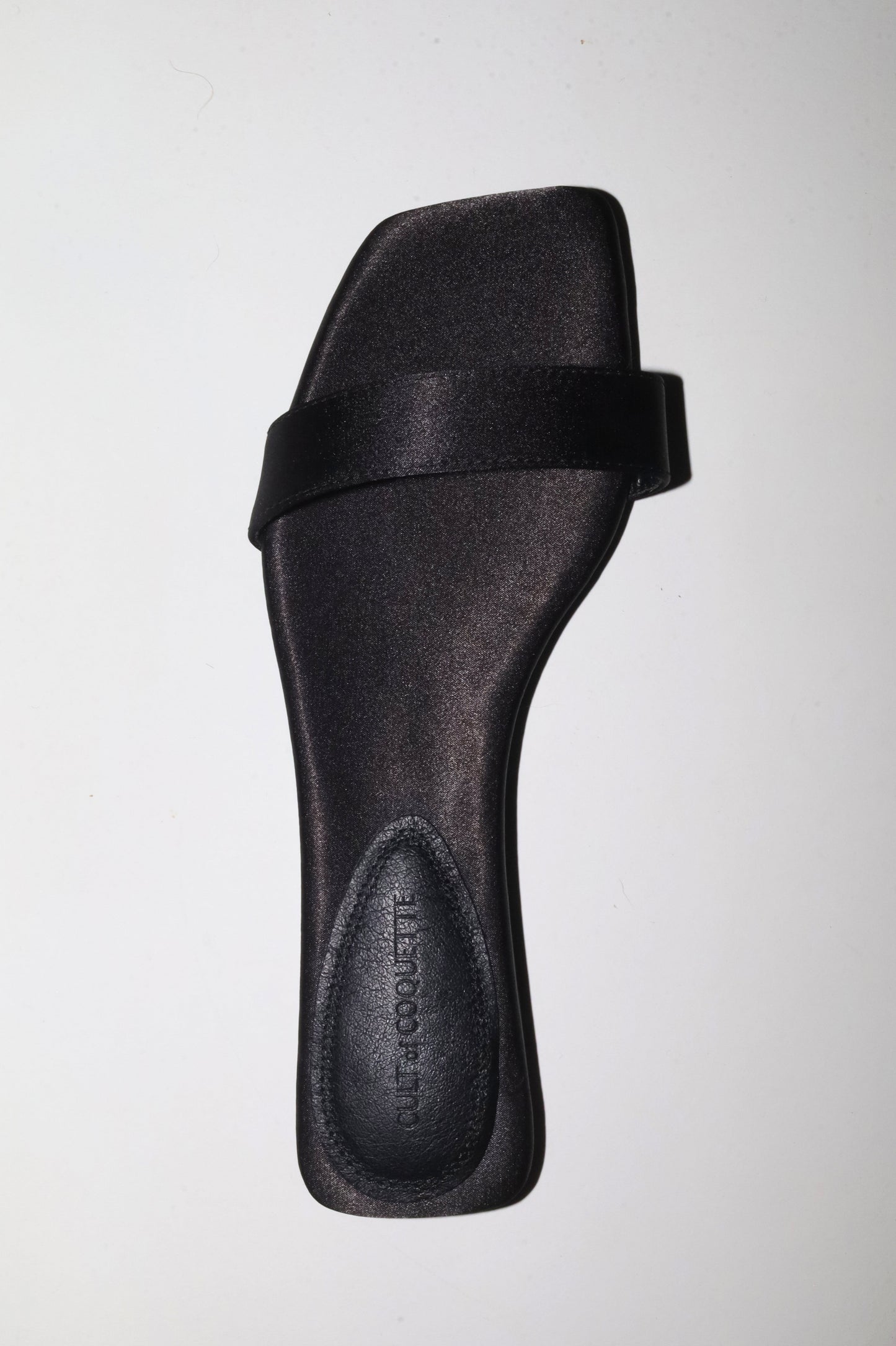 Elle Black Satin Flat Slide