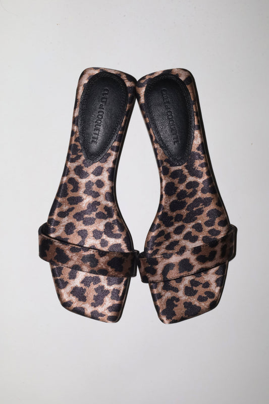 Elle Leopard Satin Flat Slide