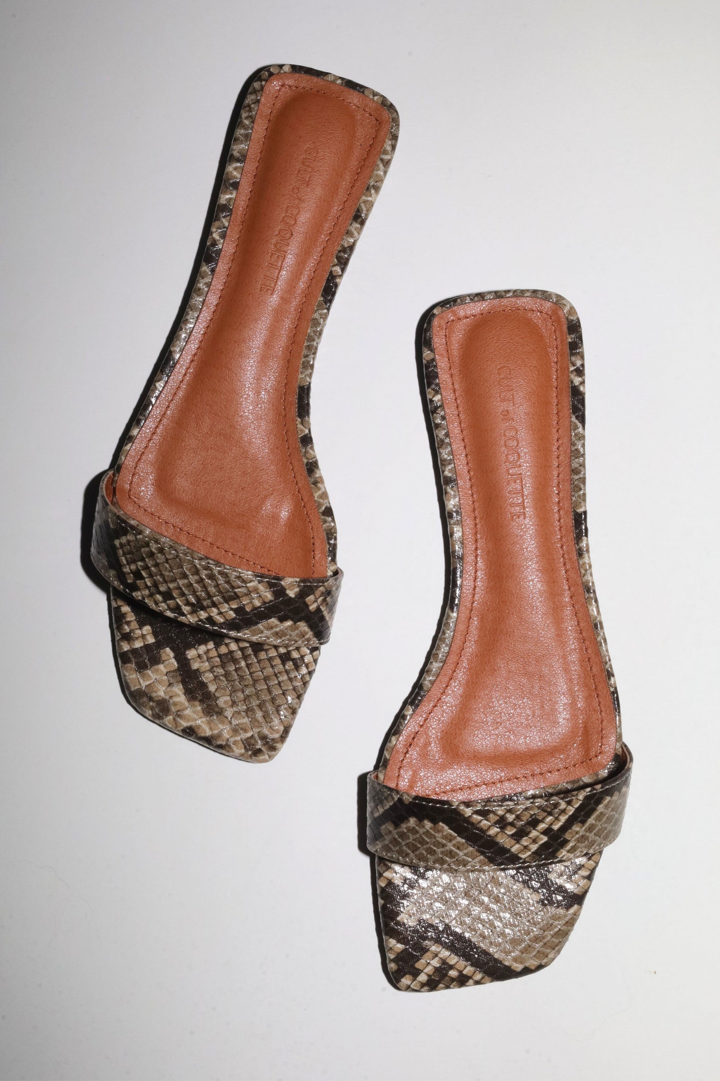 Elle Beige Snake Flat Slide