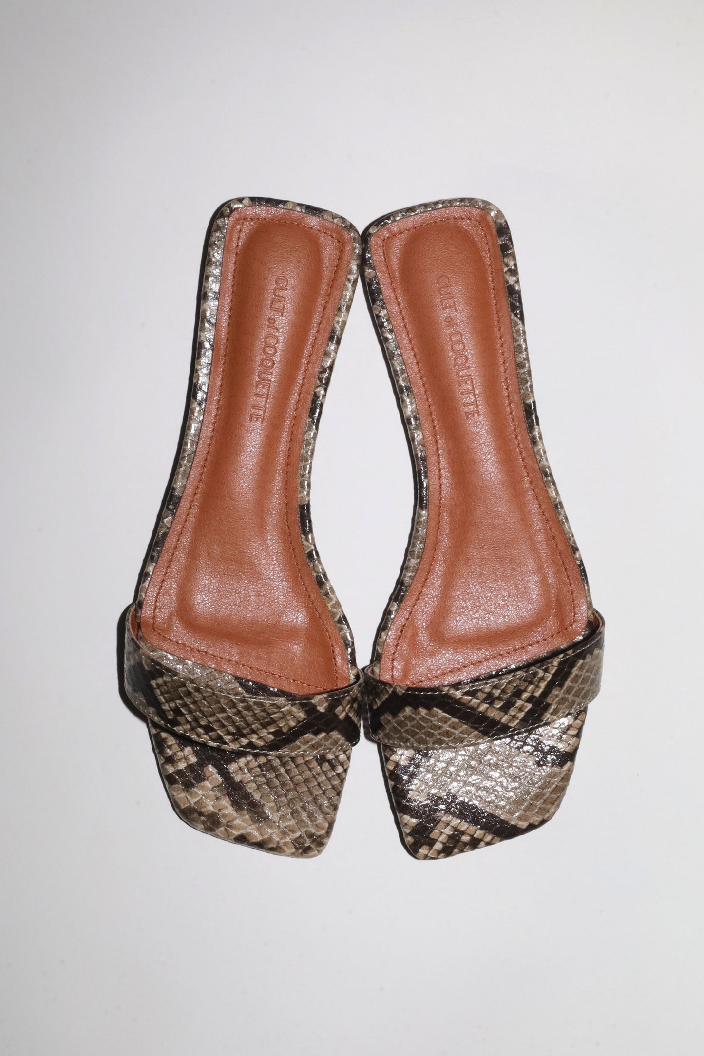 Elle Beige Snake Flat Slide