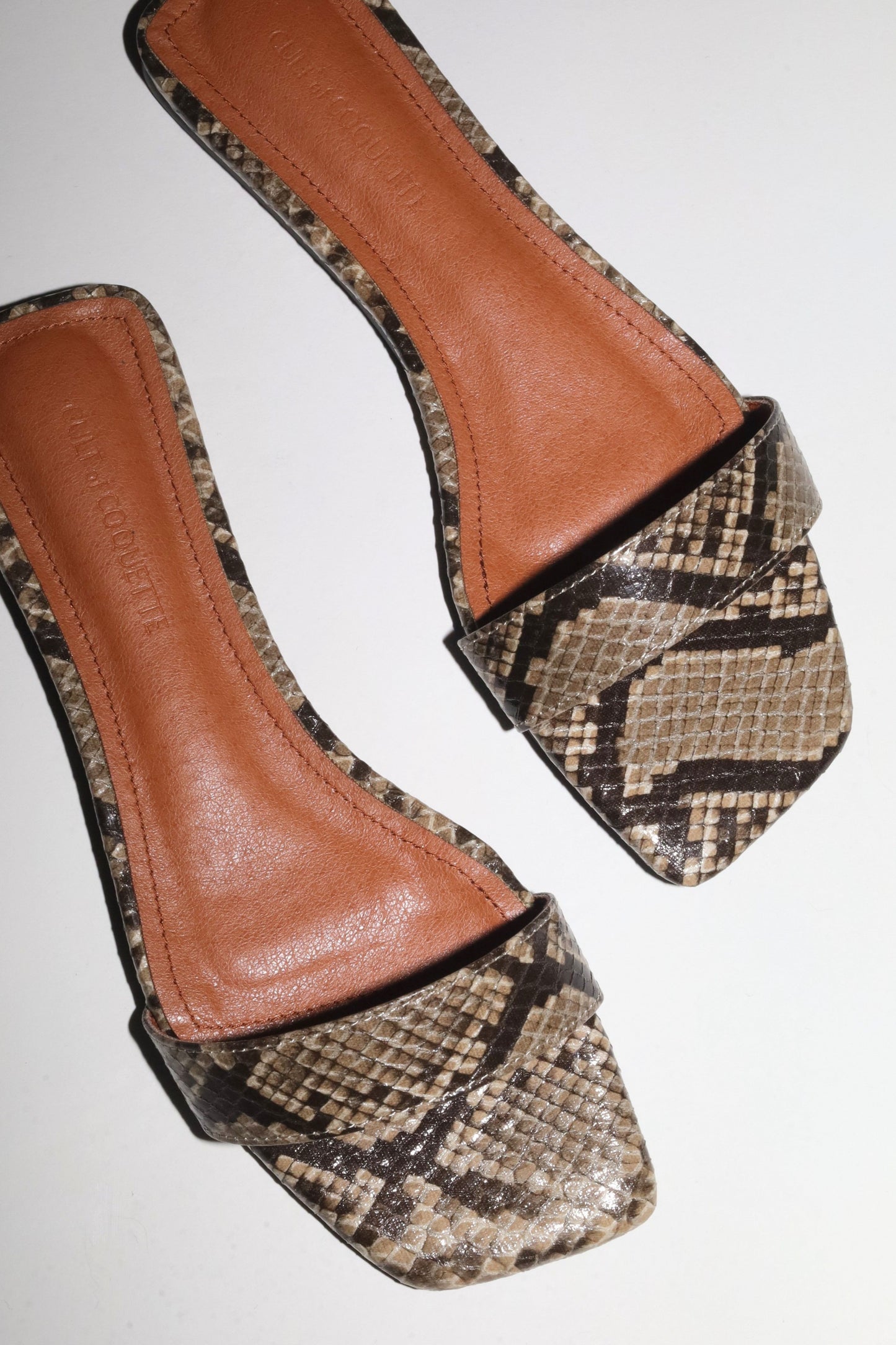 Elle Beige Snake Flat Slide