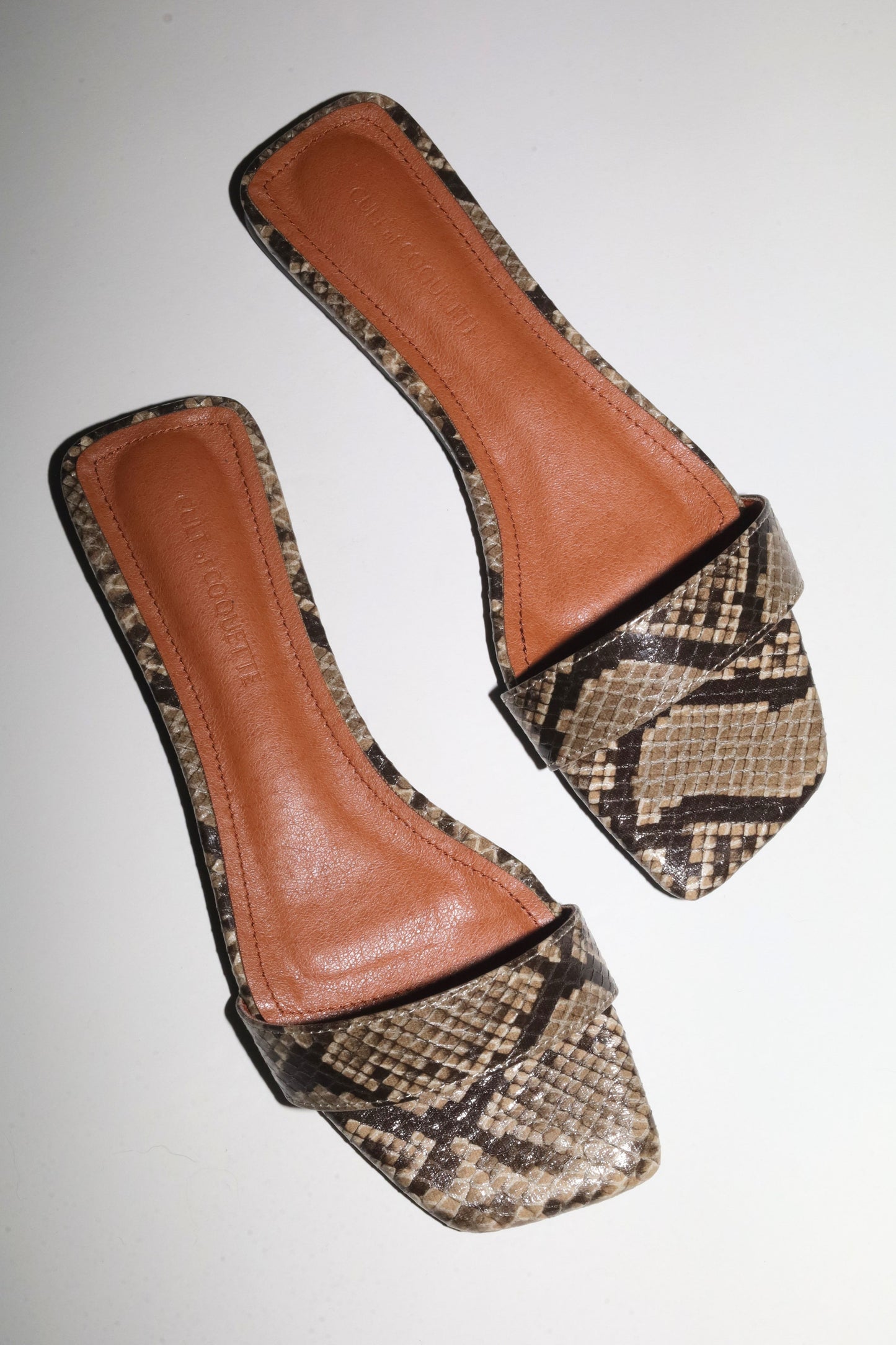 Elle Beige Snake Flat Slide