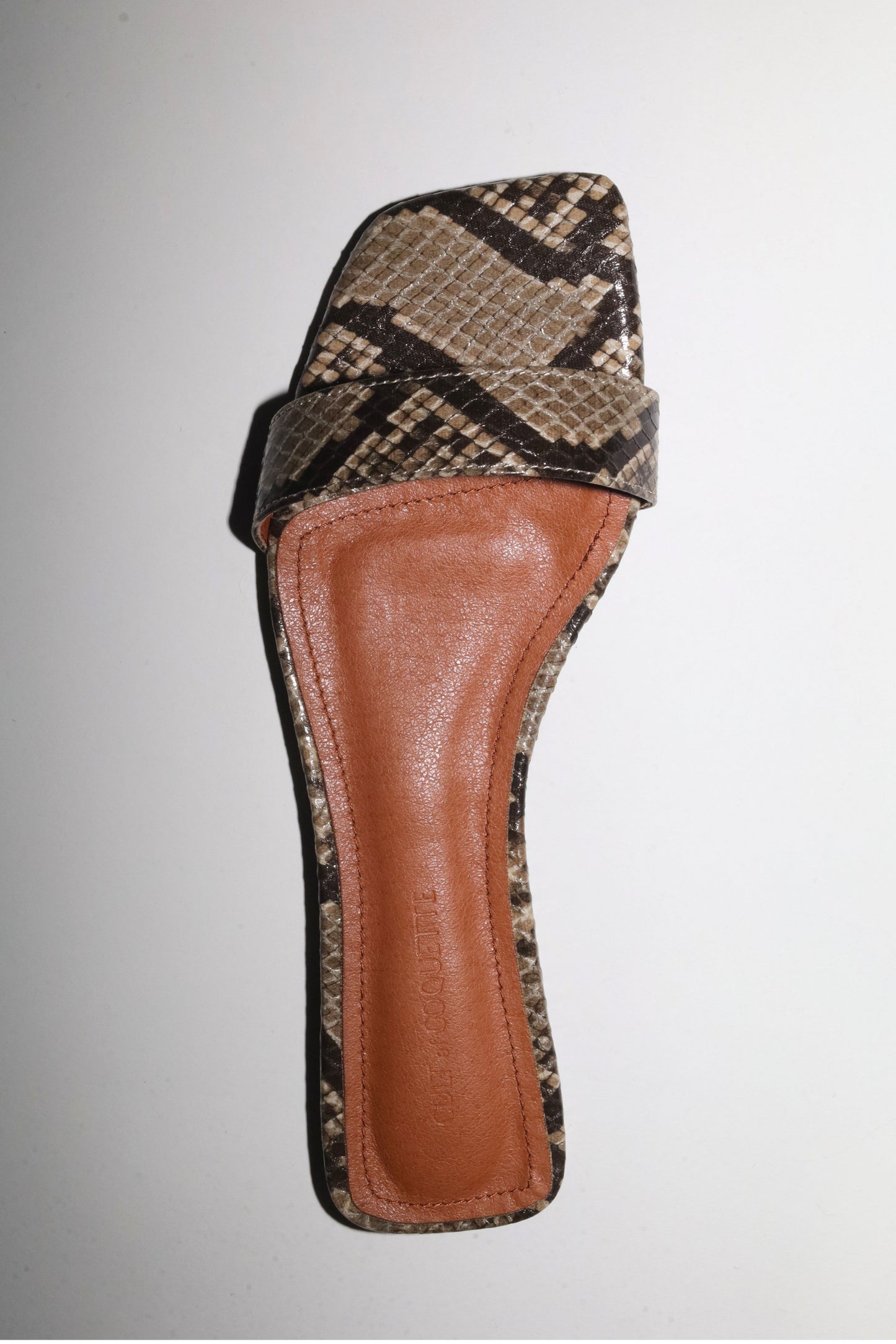 Elle Beige Snake Flat Slide