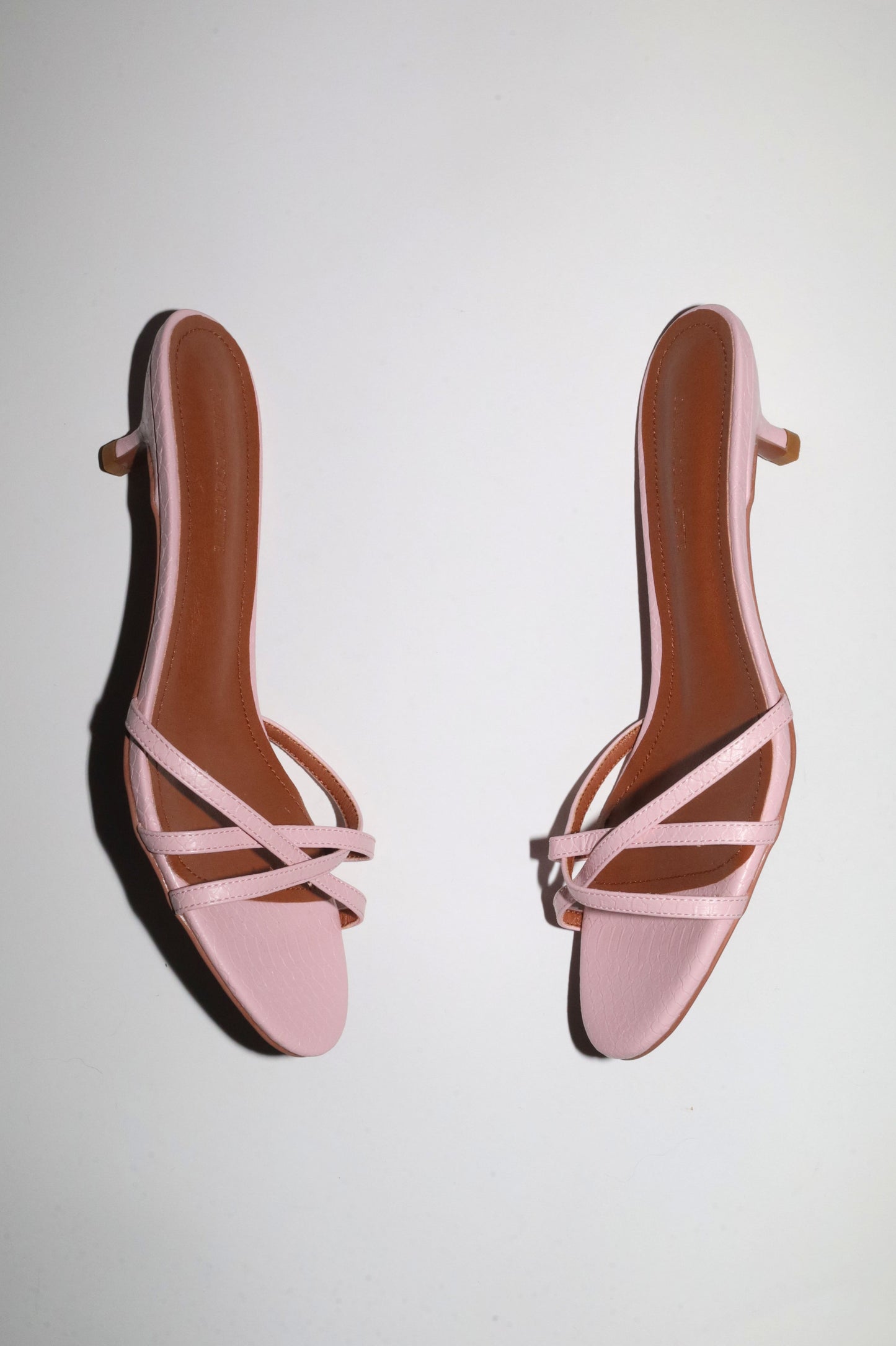 Romy Pink Reptile Strappy Kitten Mules 40 mm