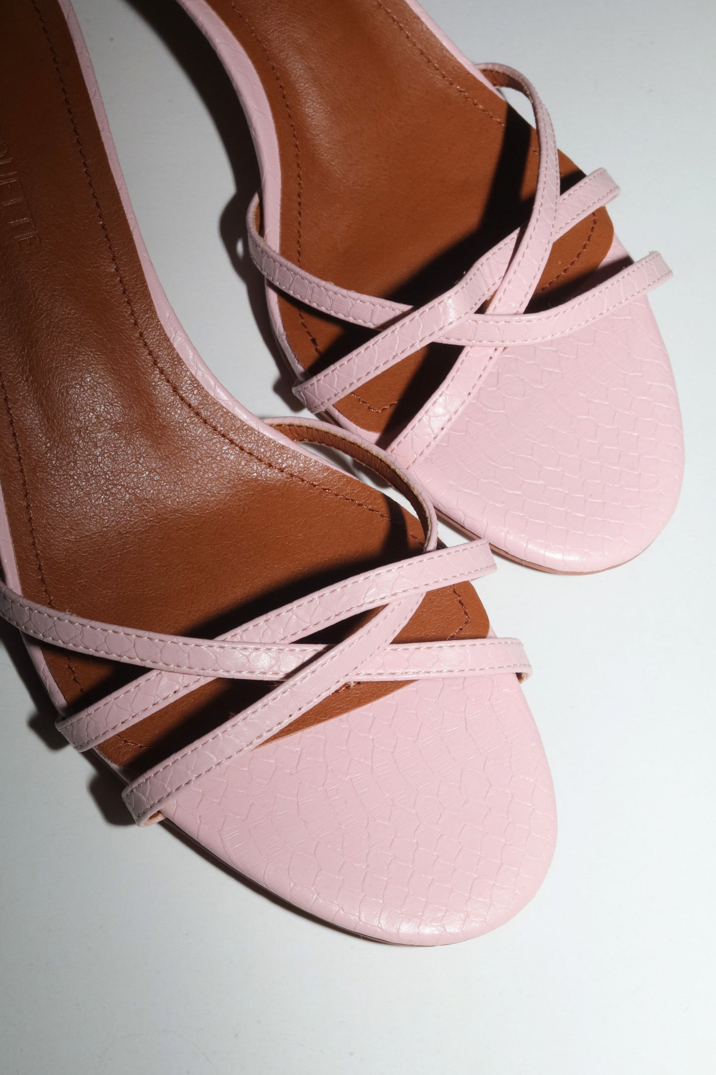 Romy Pink Reptile Strappy Kitten Mules 40 mm