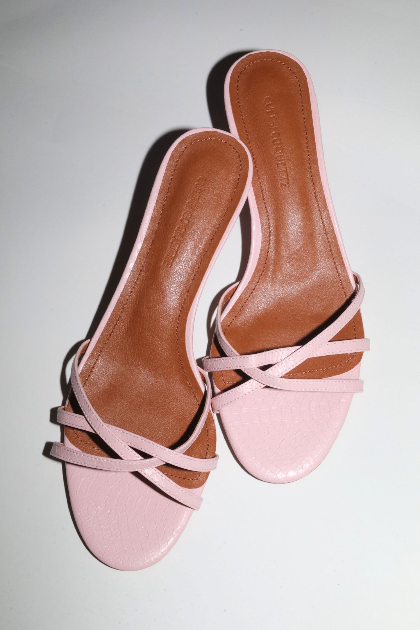 Romy Pink Reptile Strappy Kitten Mules 40 mm
