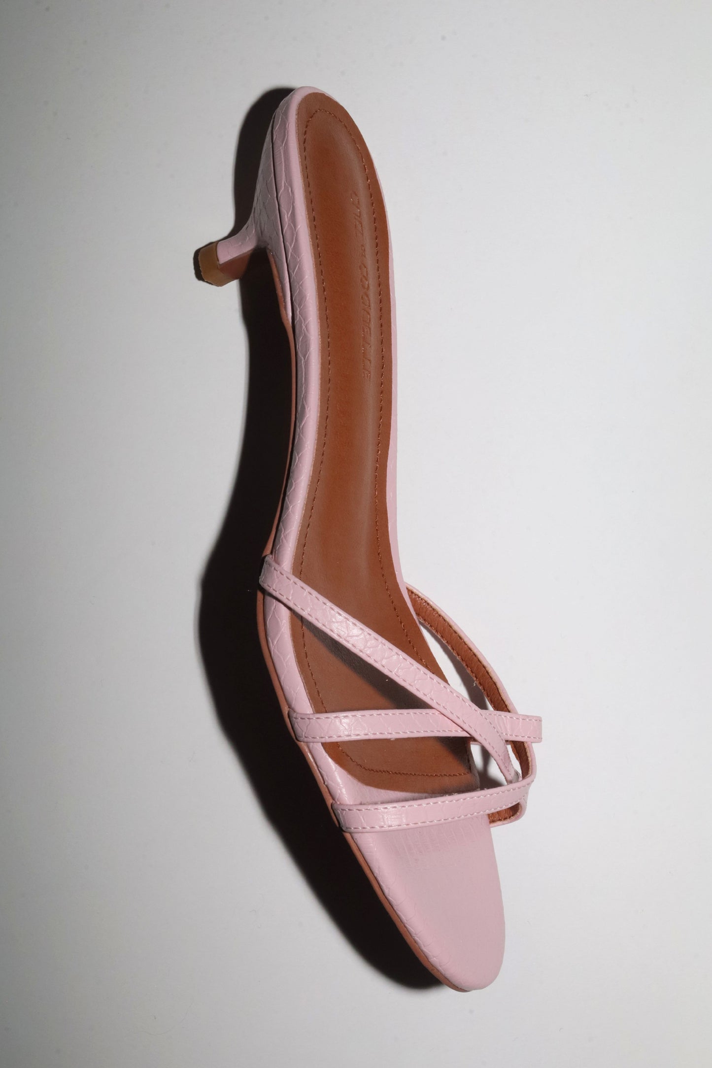 Romy Pink Reptile Strappy Kitten Mules 40 mm