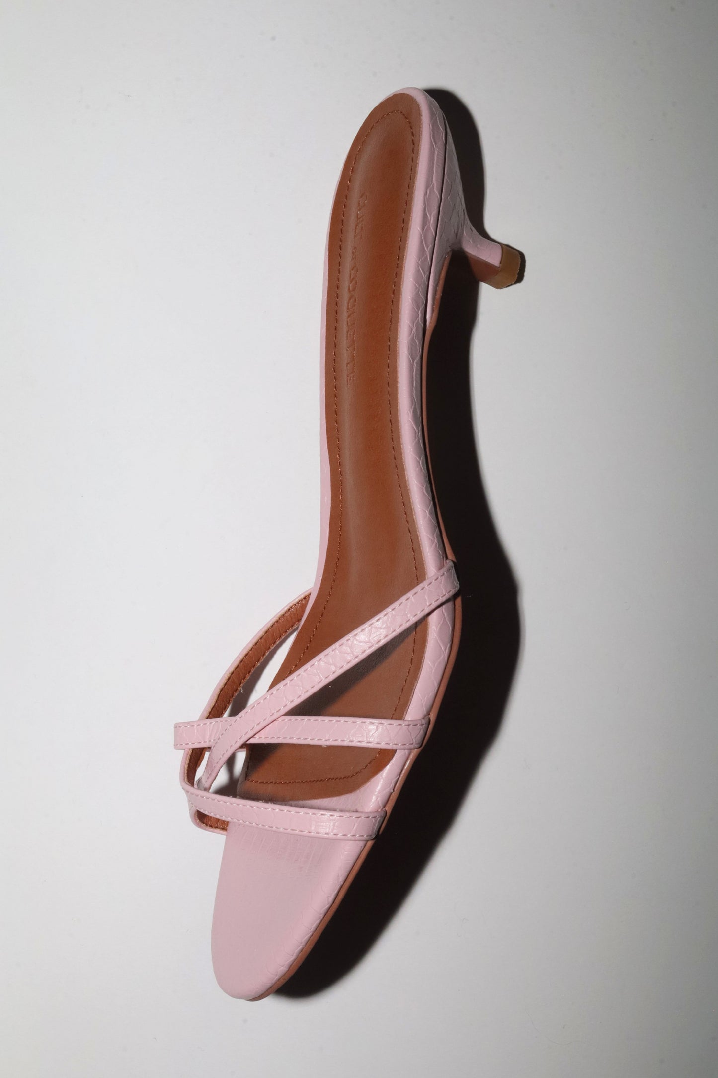 Romy Pink Reptile Strappy Kitten Mules 40 mm