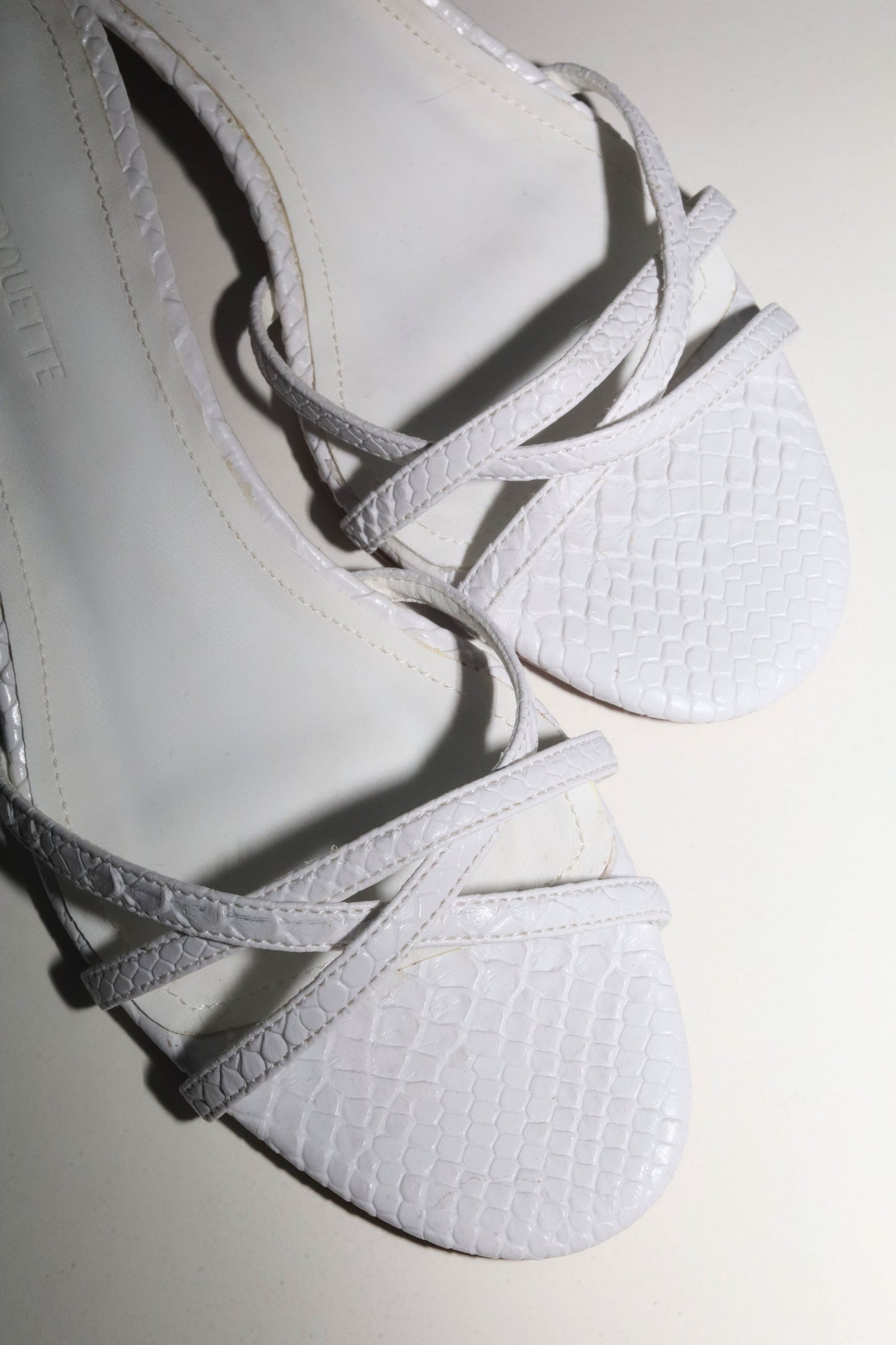 Romy White Reptile Strappy Kitten Mules 40 mm