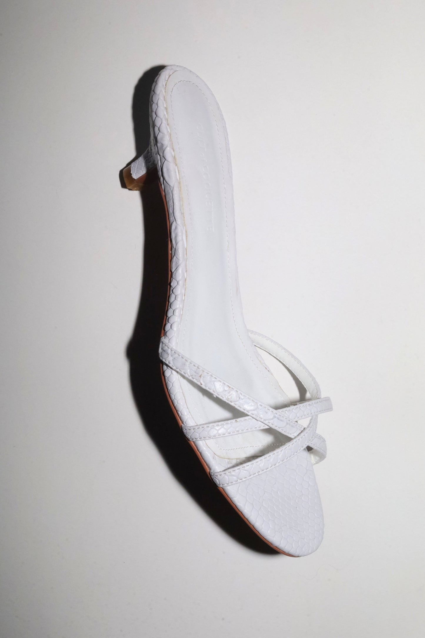 Romy White Reptile Strappy Kitten Mules 40 mm