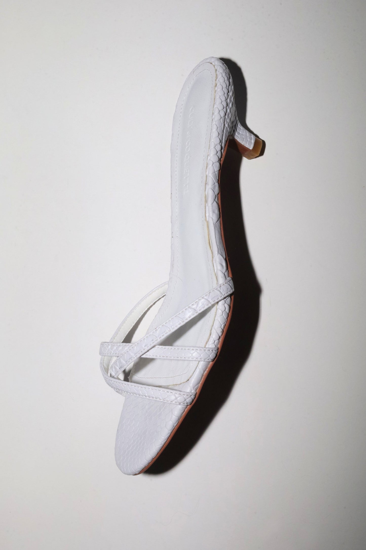 Romy White Reptile Strappy Kitten Mules 40 mm