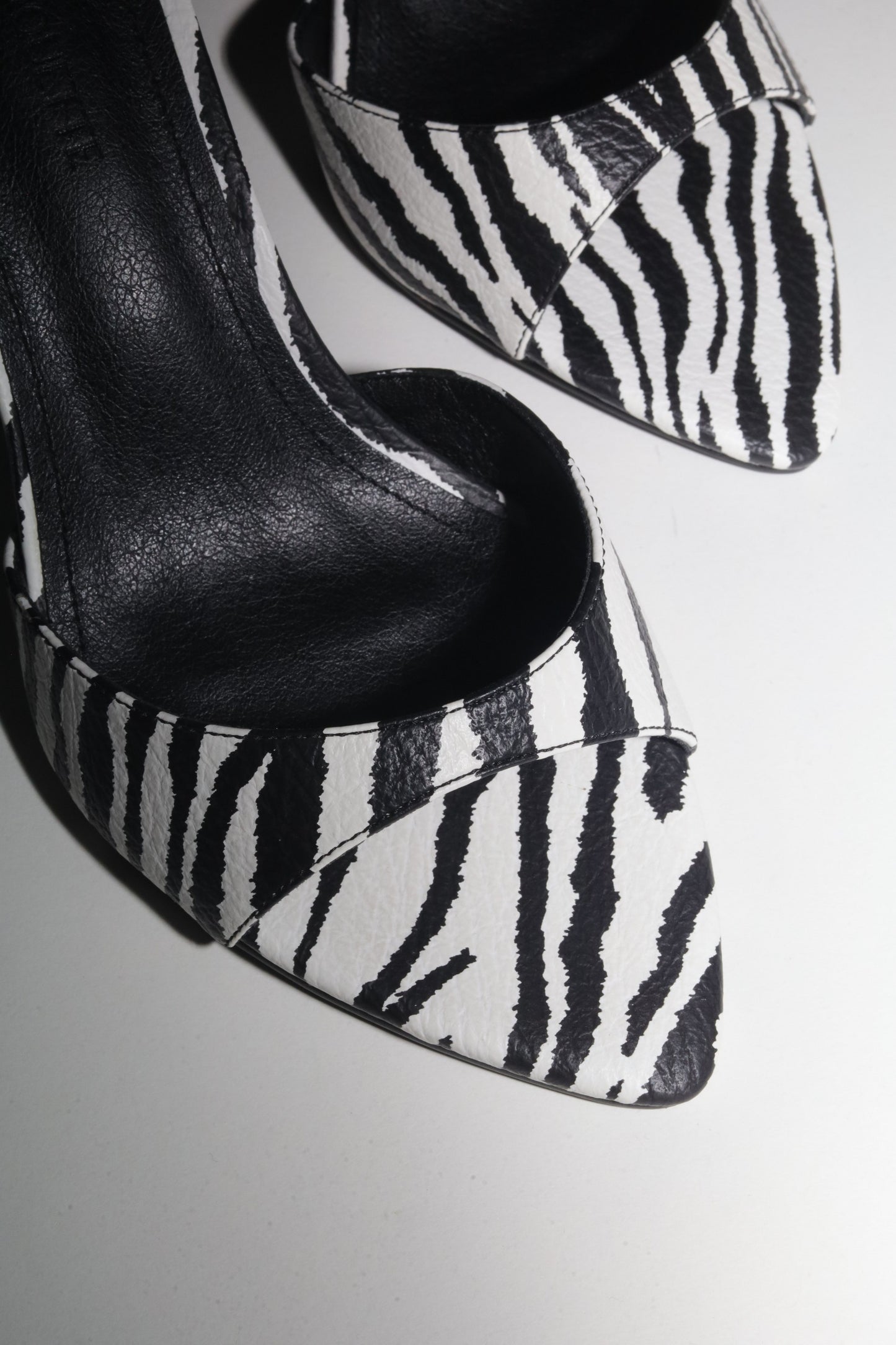 Zena Zebra Vegan Mules 80 mm