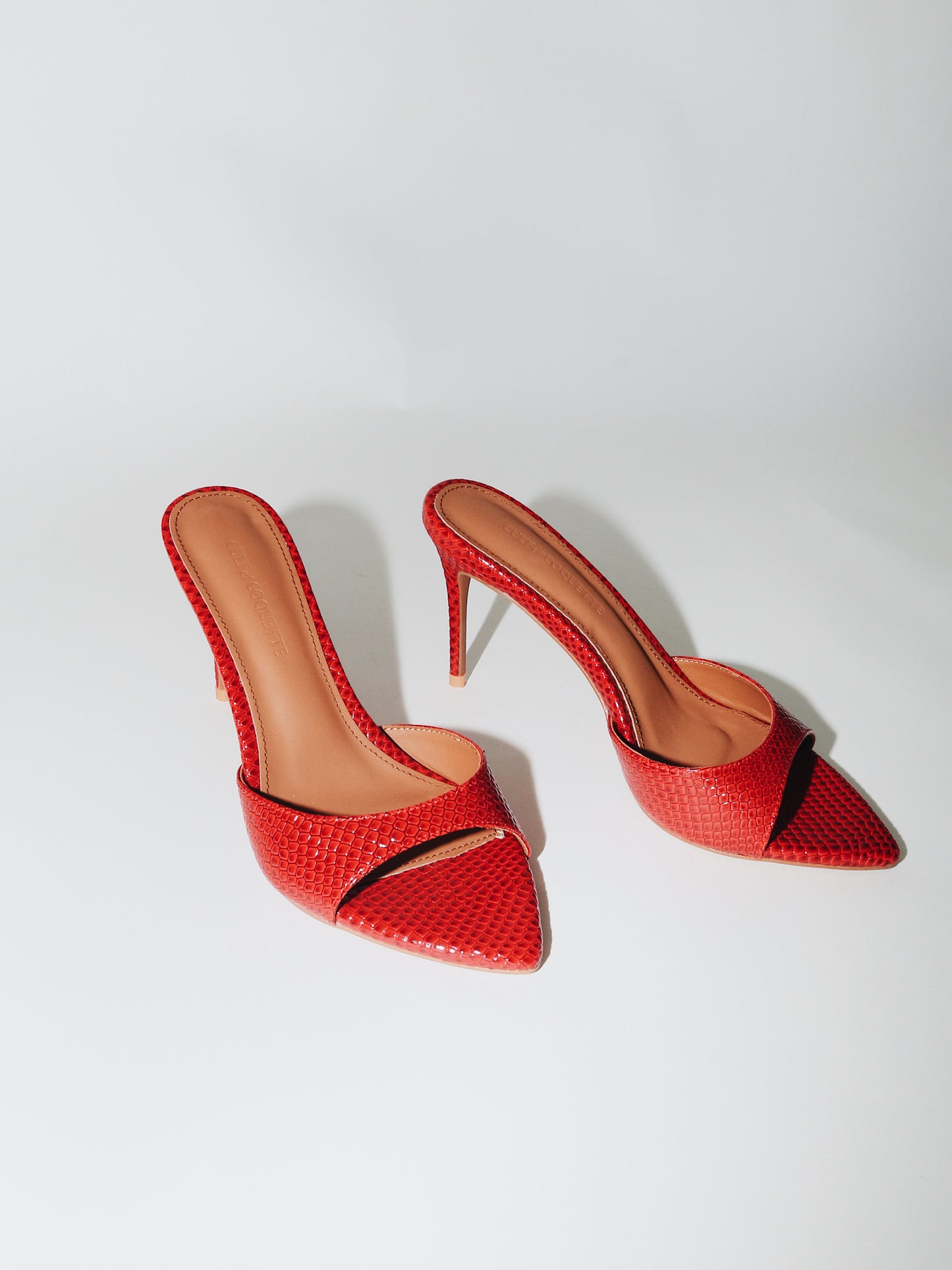 Gia Red Reptile Vegan Mules 80 mm