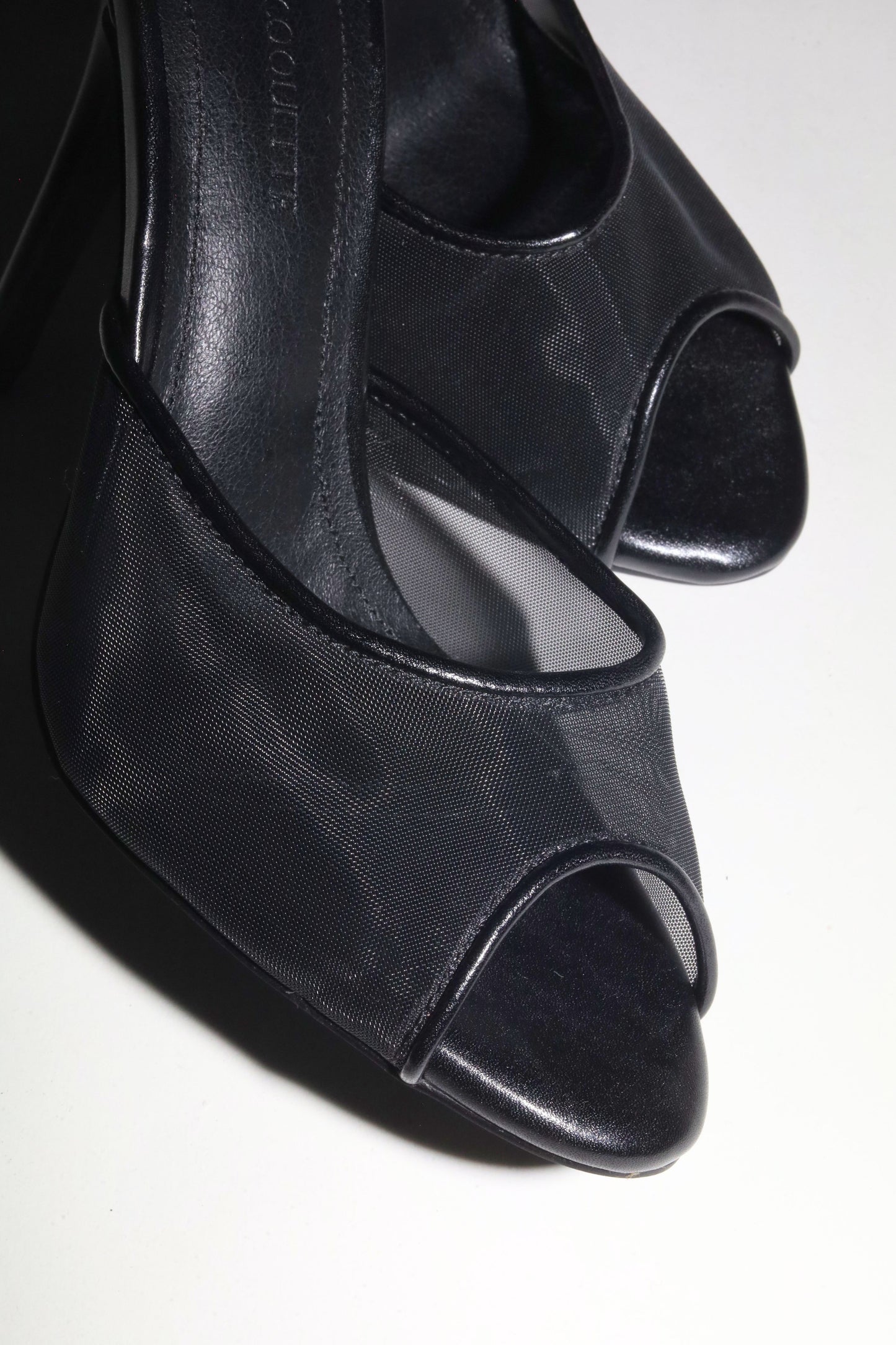 Ford Black Mesh Open Toe Mules