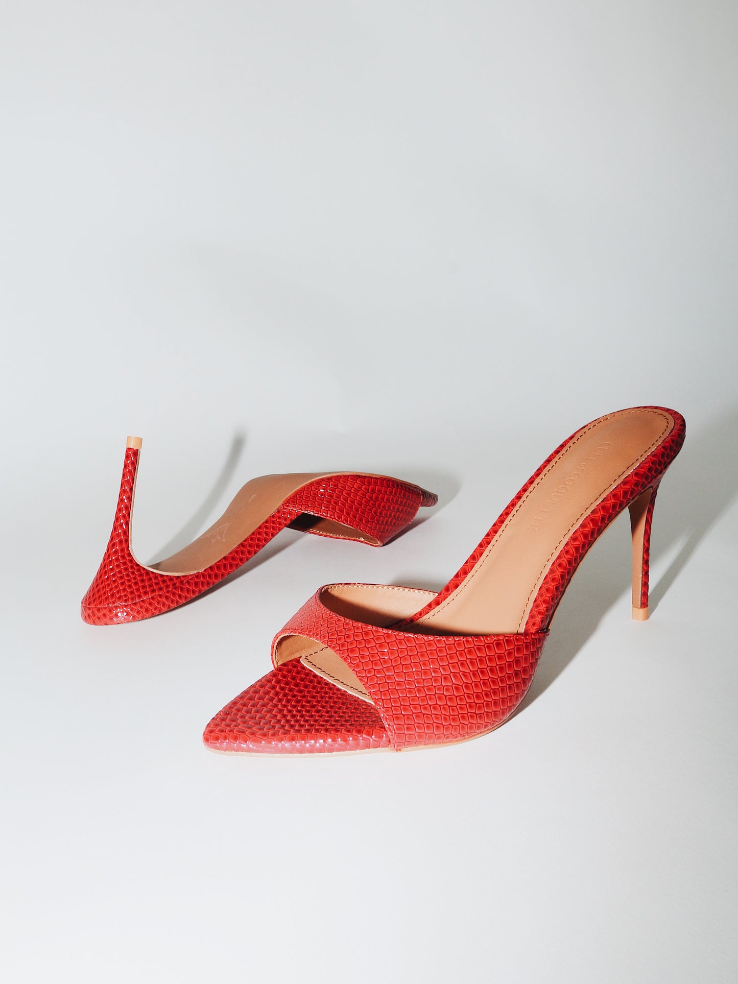 Gia Red Reptile Vegan Mules 80 mm