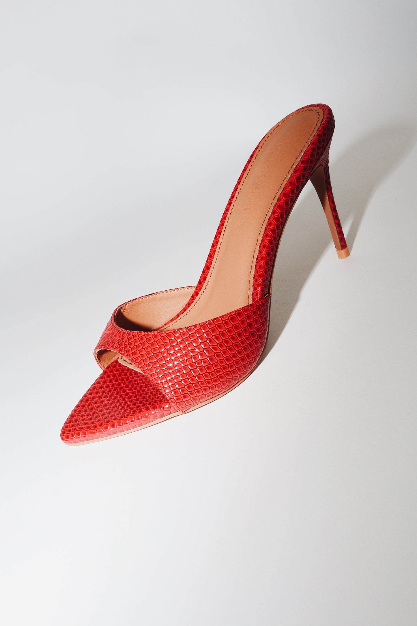 Gia Red Reptile Vegan Mules 80 mm