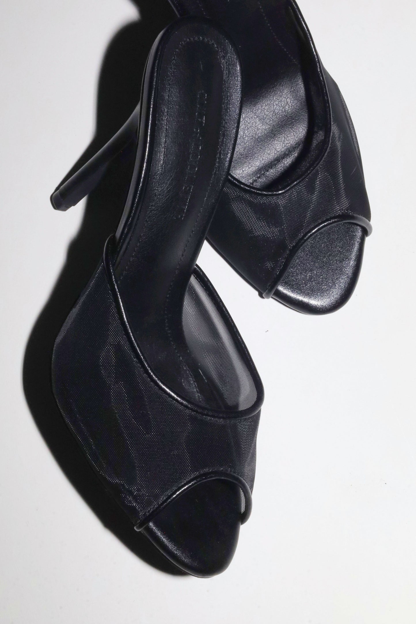 Ford Black Mesh Open Toe Mules