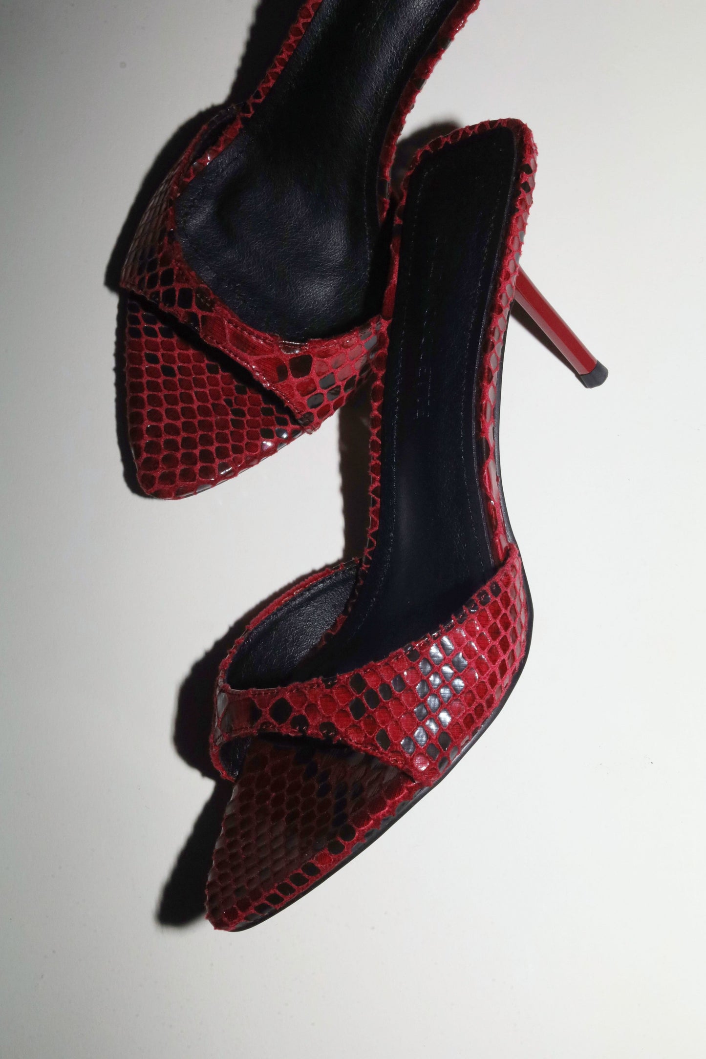 Zena Wine Snake Vegan Mules 80 mm