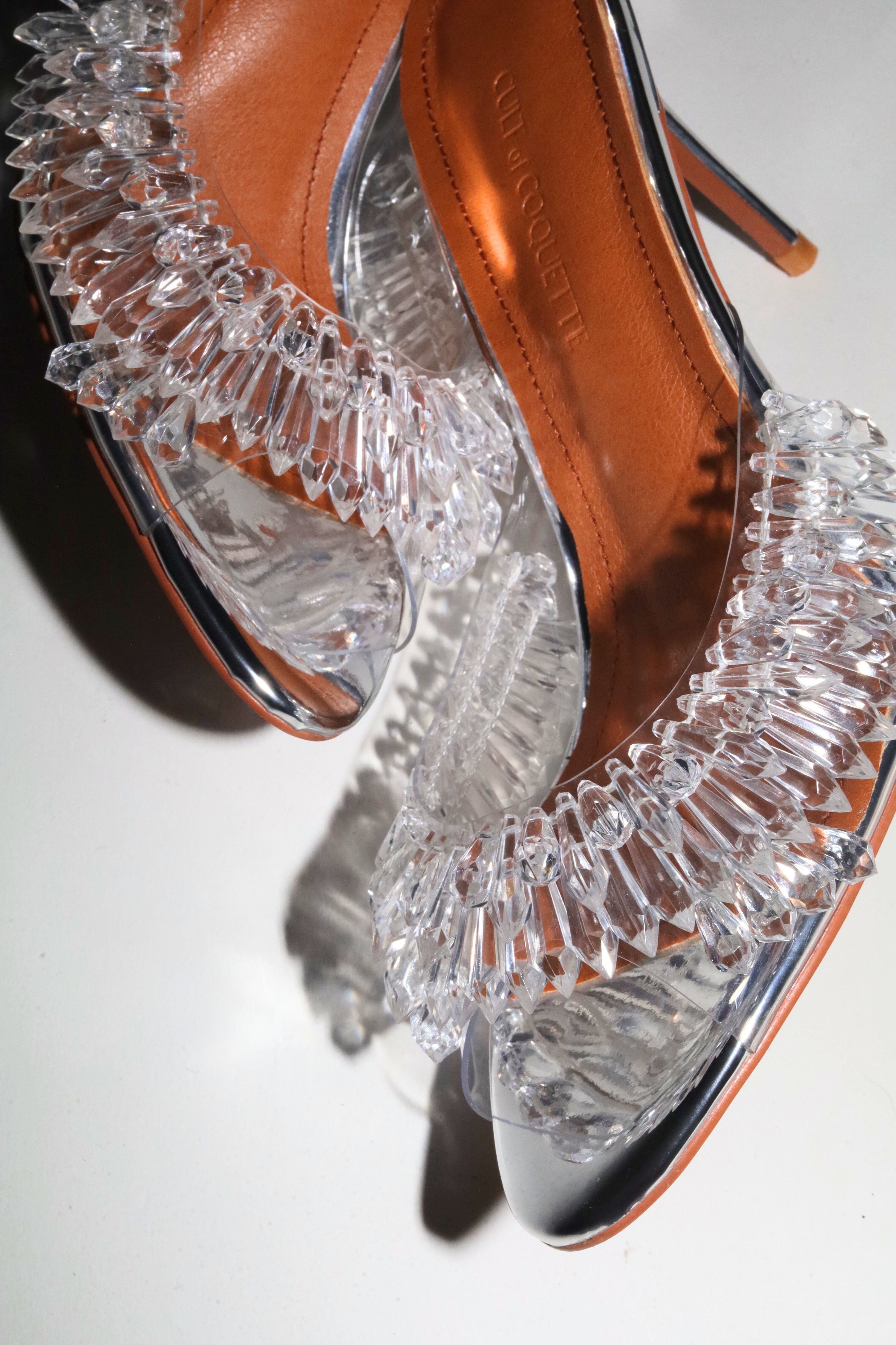 Goldie Clear Drip Chandelier Open Toe Mules 80 mm – Cult of Coquette