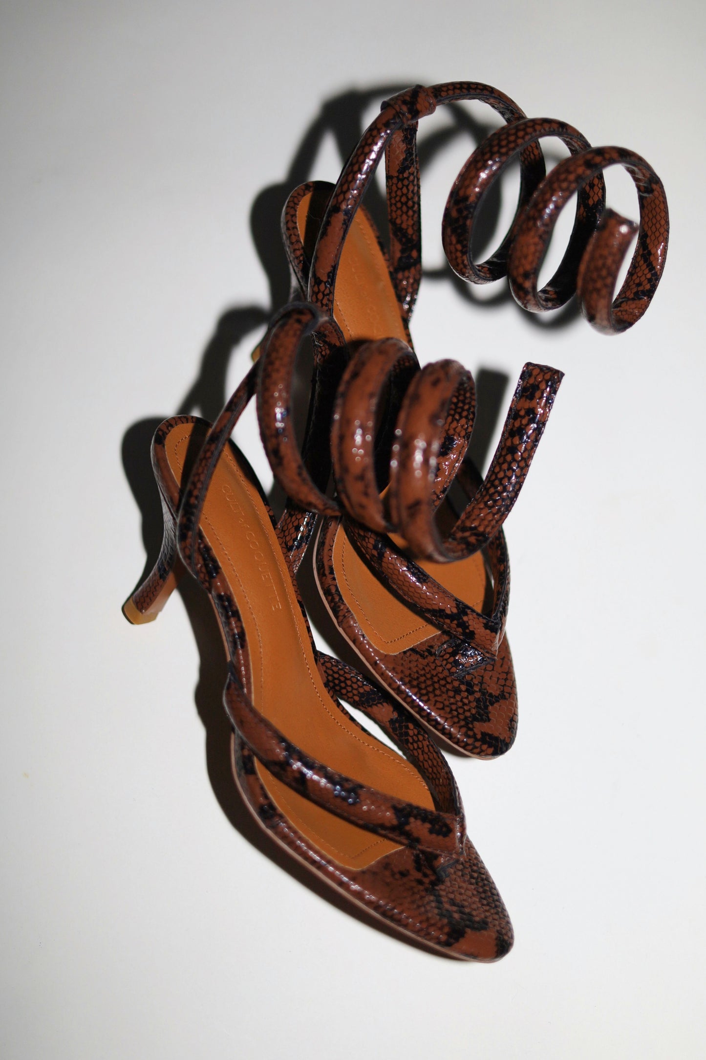 Georgina Brown Snake Thong Heel 75 mm