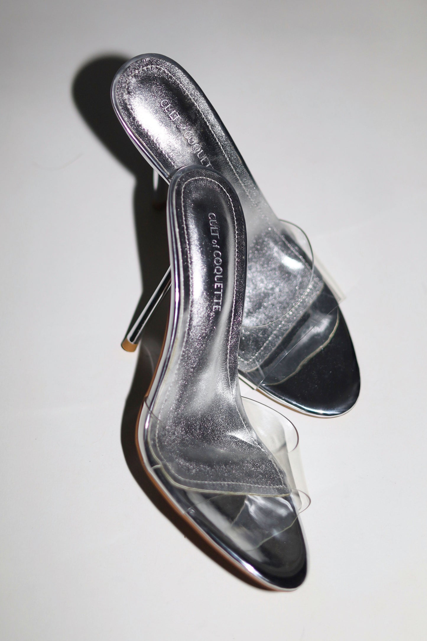Pia Clear Silver Mules 120 mm