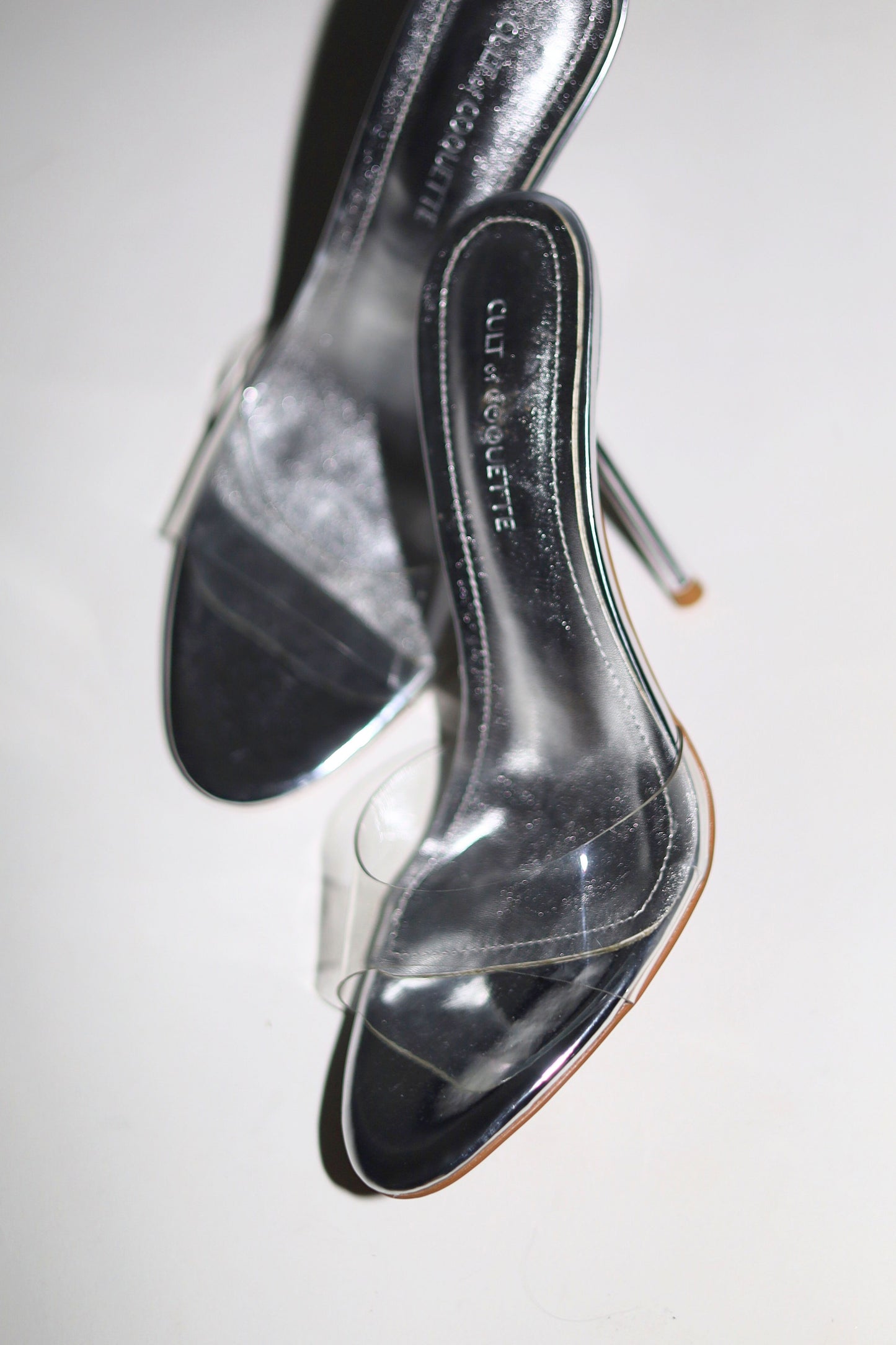 Pia Clear Silver Mules 120 mm