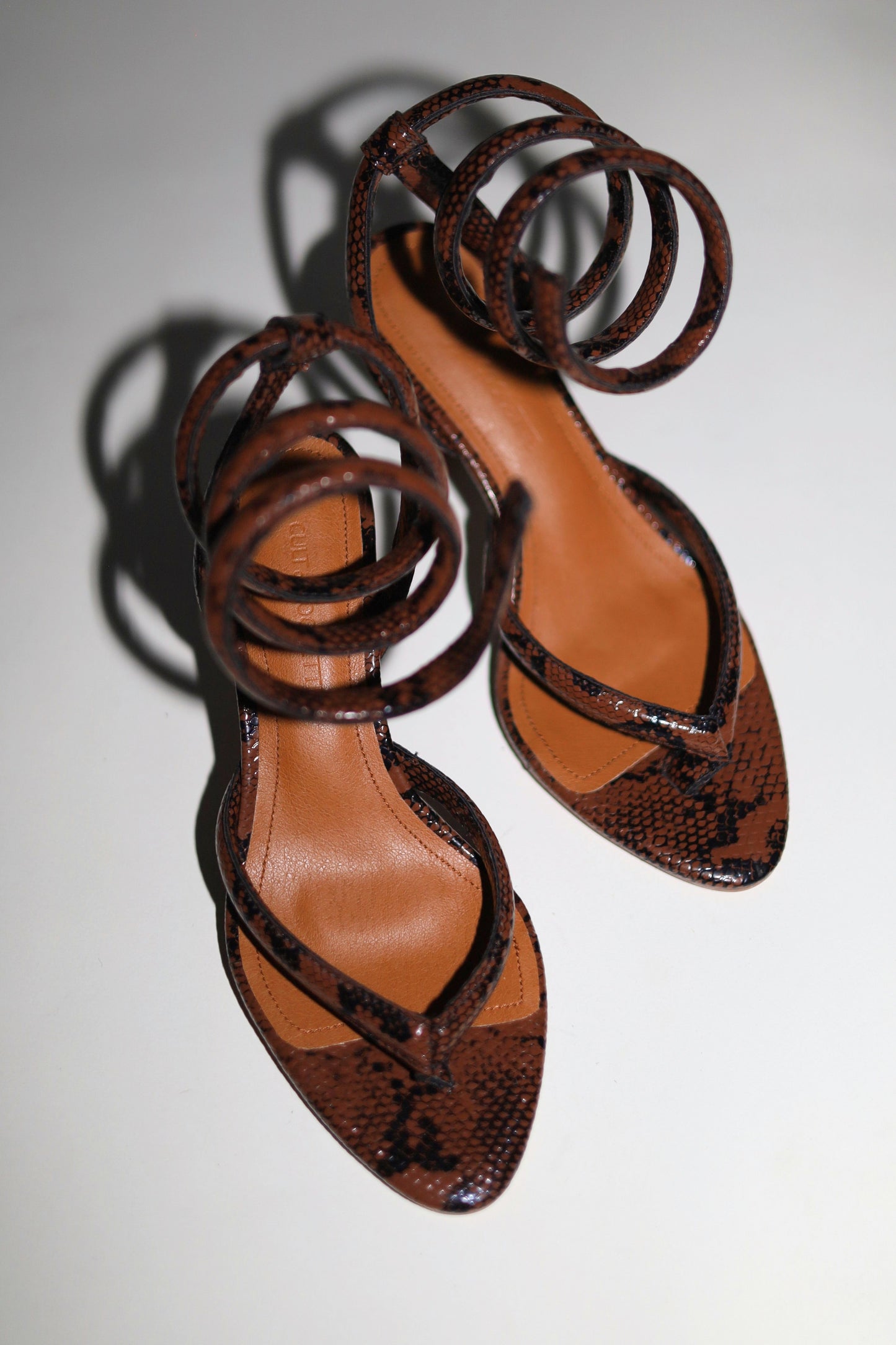 Georgina Brown Snake Thong Heel 75 mm