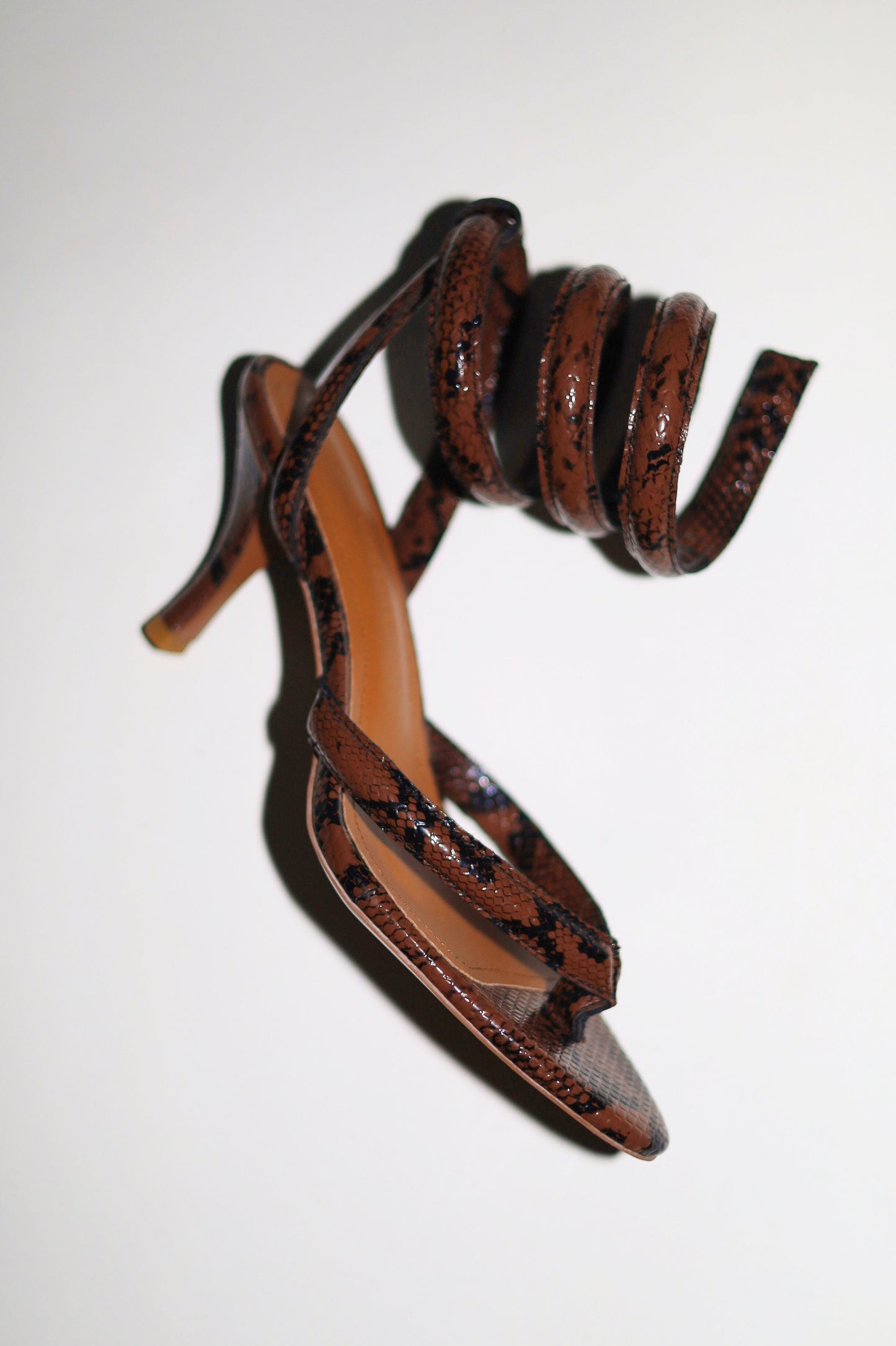Georgina Brown Snake Thong Heel 75 mm