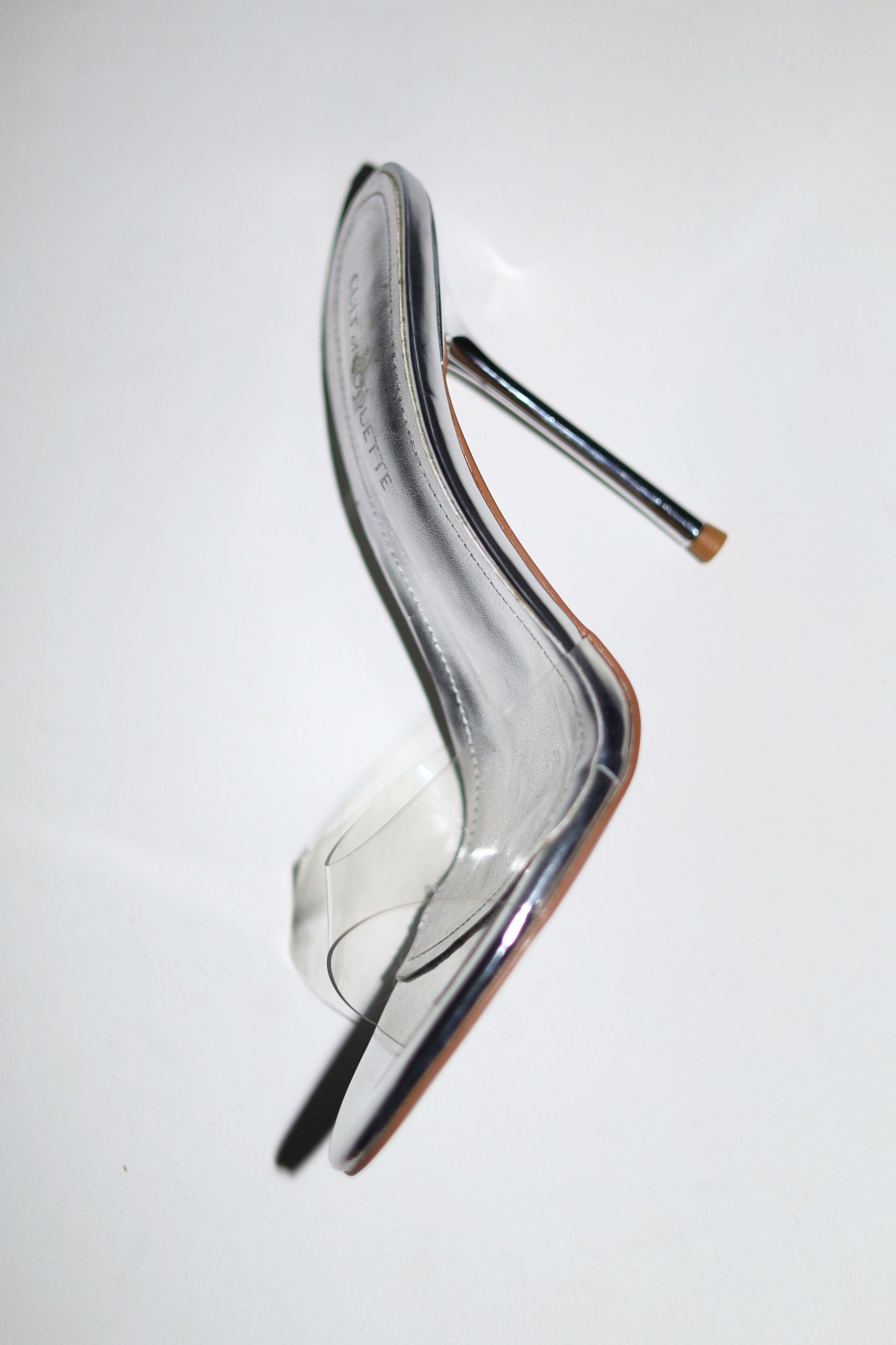 Pia Clear Silver Mules 120 mm