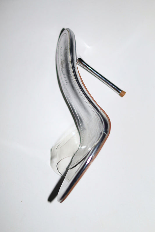 Pia Clear Silver Mules 120 mm