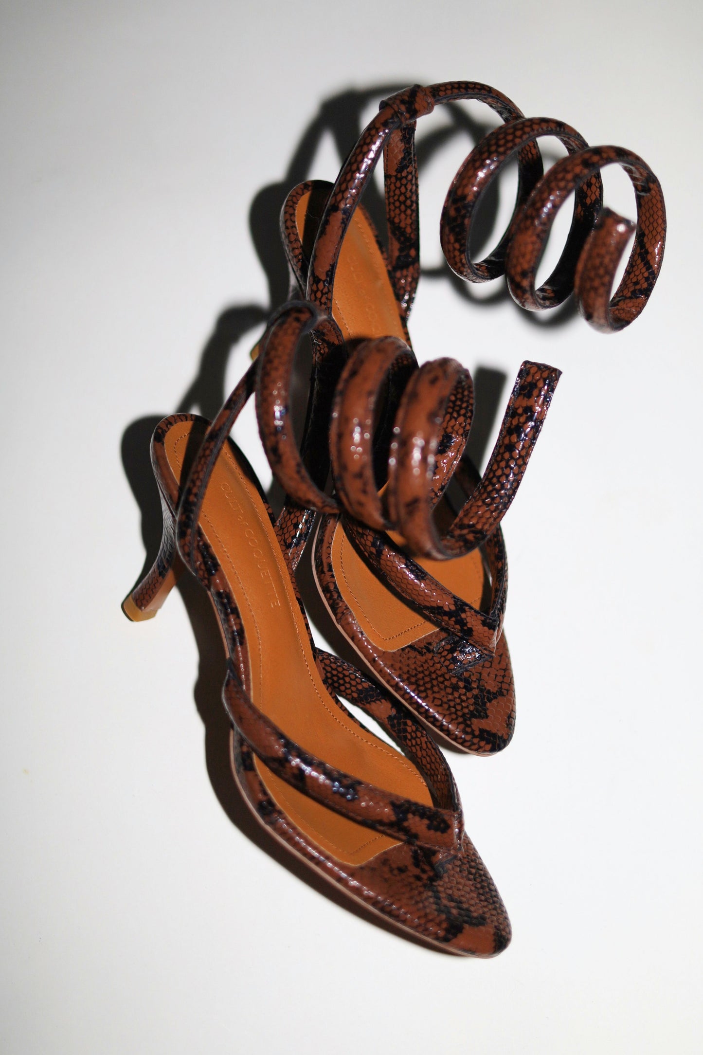 Georgina Brown Snake Thong Heel 75 mm